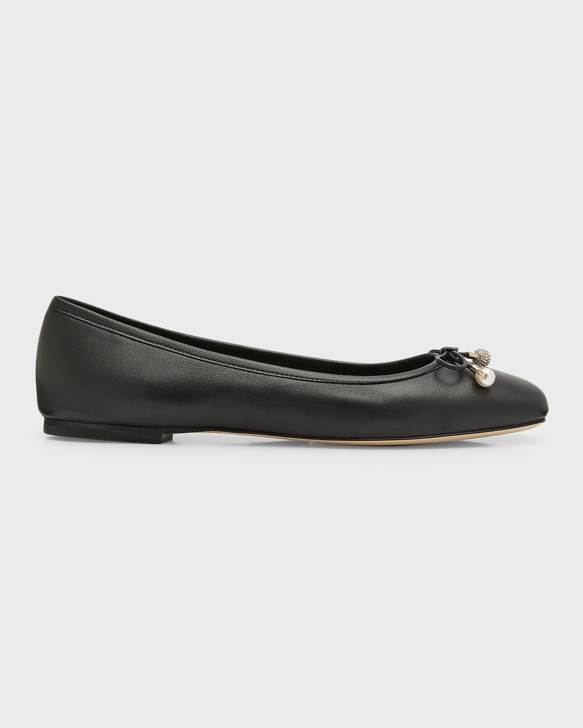 Jimmy Choo Ballet Shoes With Round Head And Flat Soles In Black