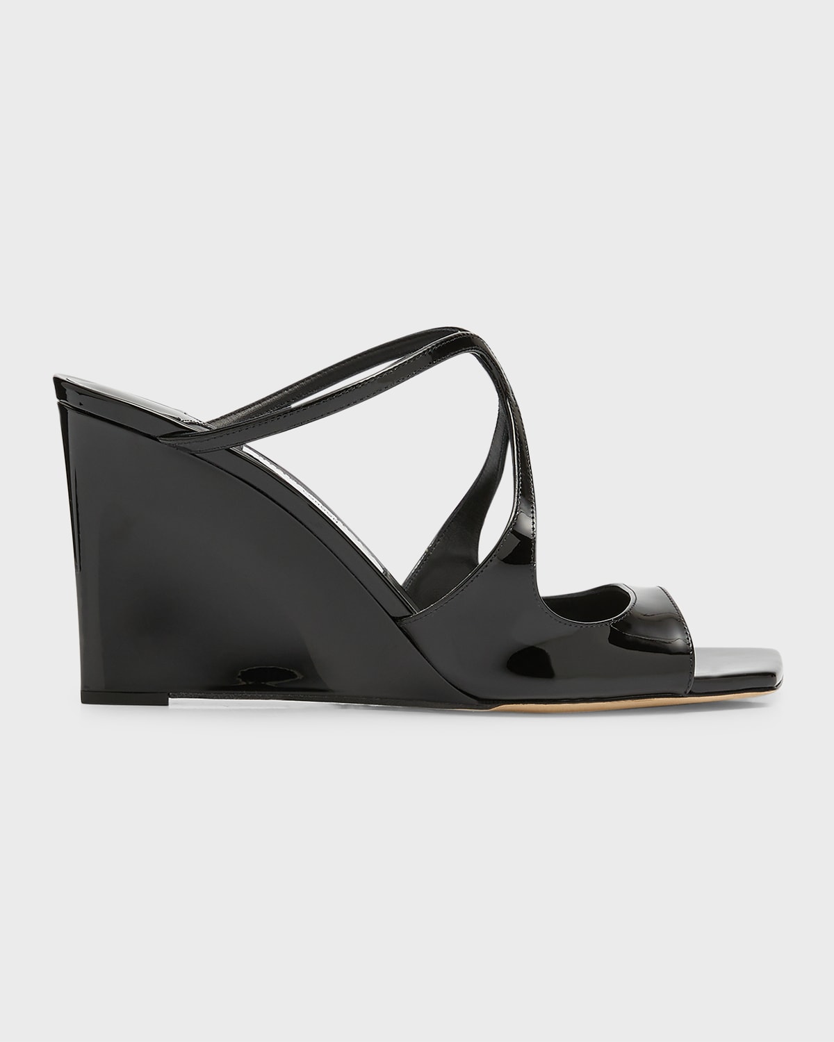 Jimmy Choo Anise Patent Leather Wedge Sandals In Black