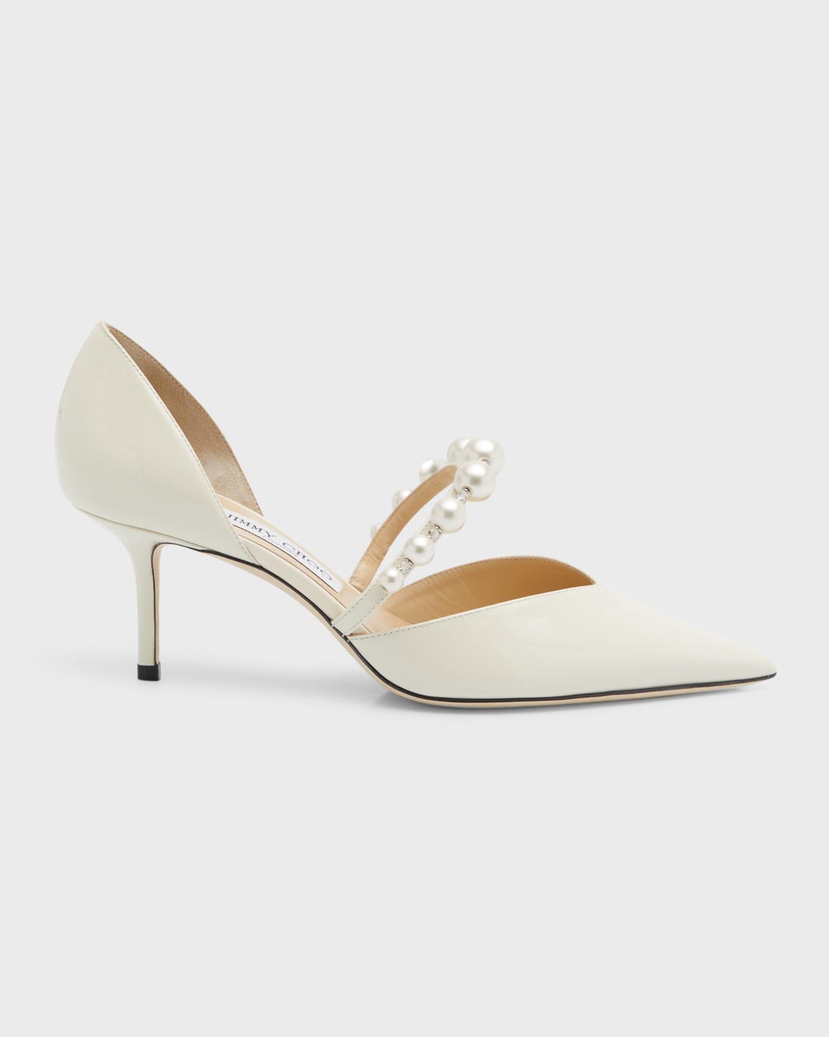 Shop Jimmy Choo Aurelie D'orsay Pearly Band Pumps In Latte White
