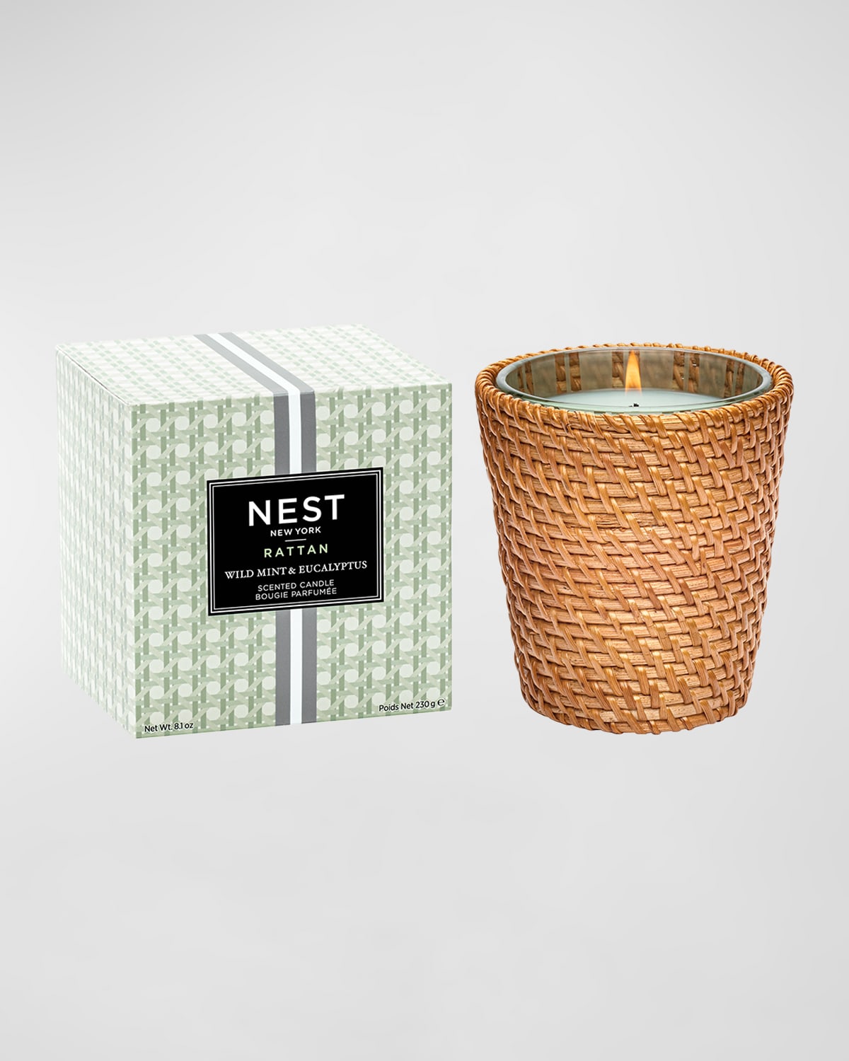 Nest New York Rattan Wild Mint And Eucalyptus Classic Candle, 8.1 Oz.