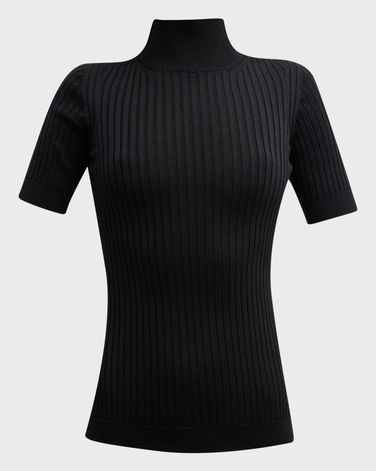 Shop Versace Seamless Ribbed Mock-neck Sweater In Black