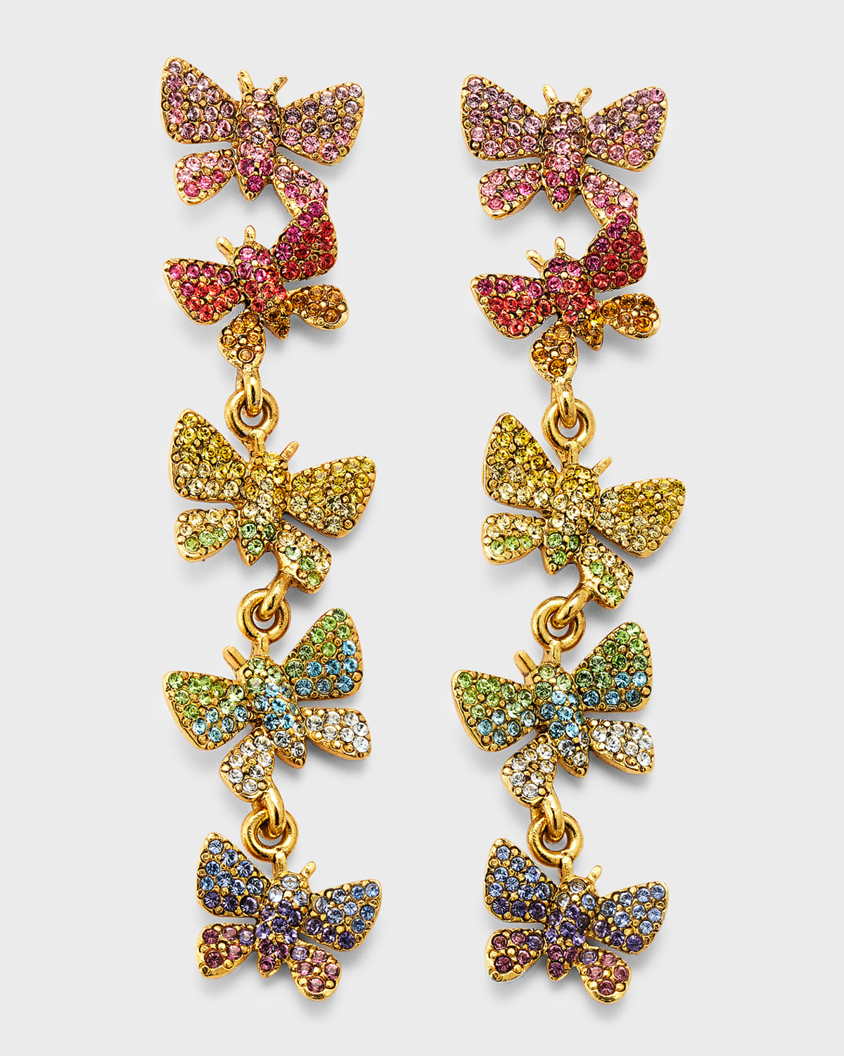 OSCAR DE LA RENTA CRYSTAL BUTTERFLY CHANDELIER EARRINGS