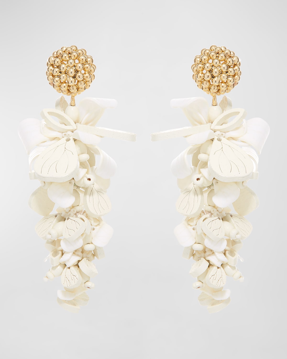 Oscar De La Renta Wooden Petal Earrings In Ivory
