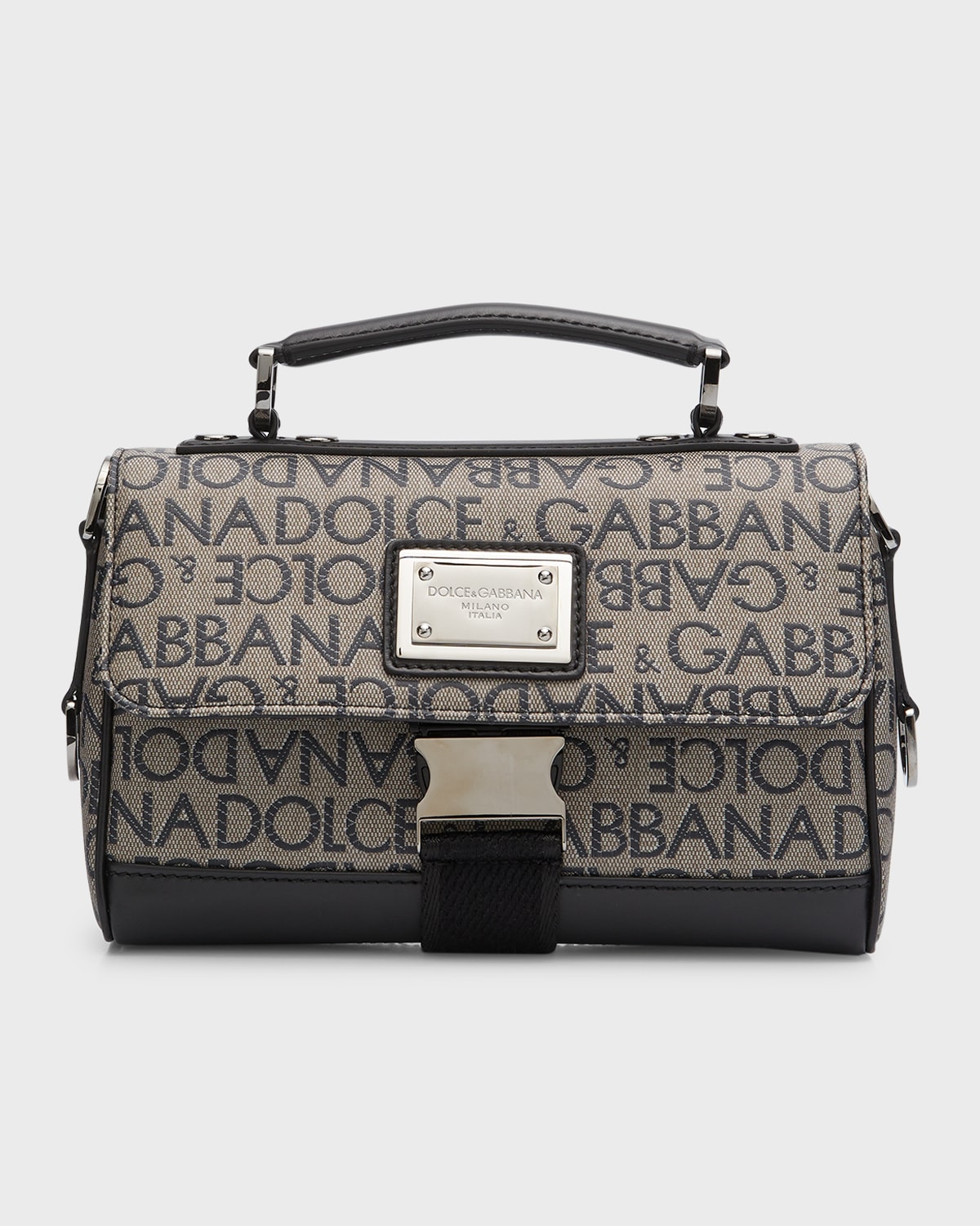 Shop Dolce & Gabbana Men's Jacquard Logo Crossbody Bag In Brown/black