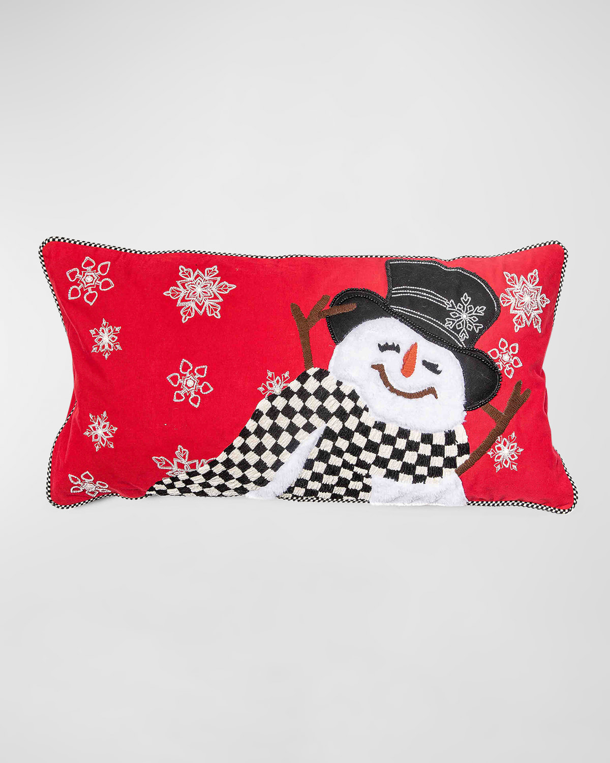 Mackenzie-childs Top Hat Snowman Lumbar Pillow, 12" X 30"