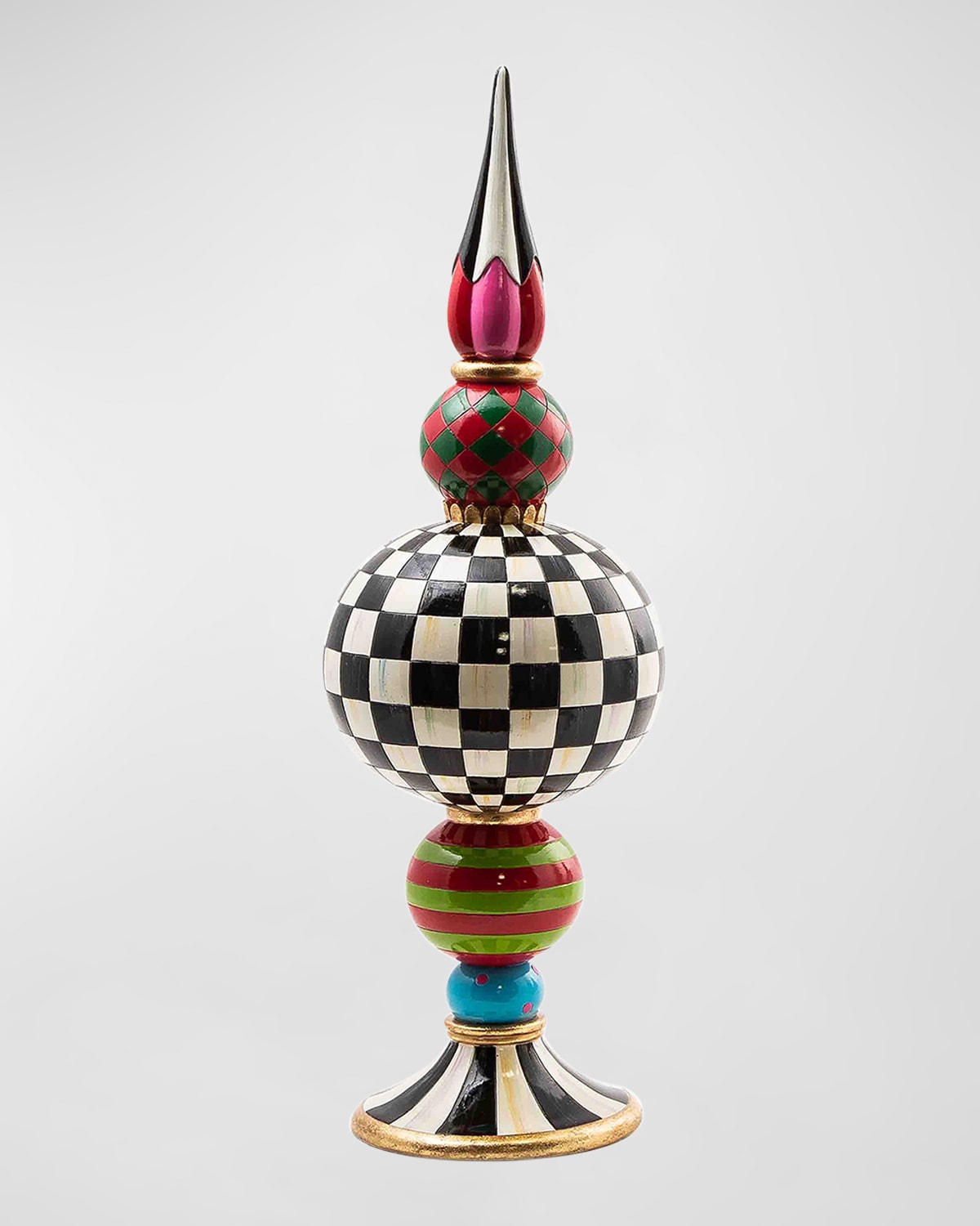 MACKENZIE-CHILDS LARGE GRANNY KITSCH FINIAL CANDLE HOLDER