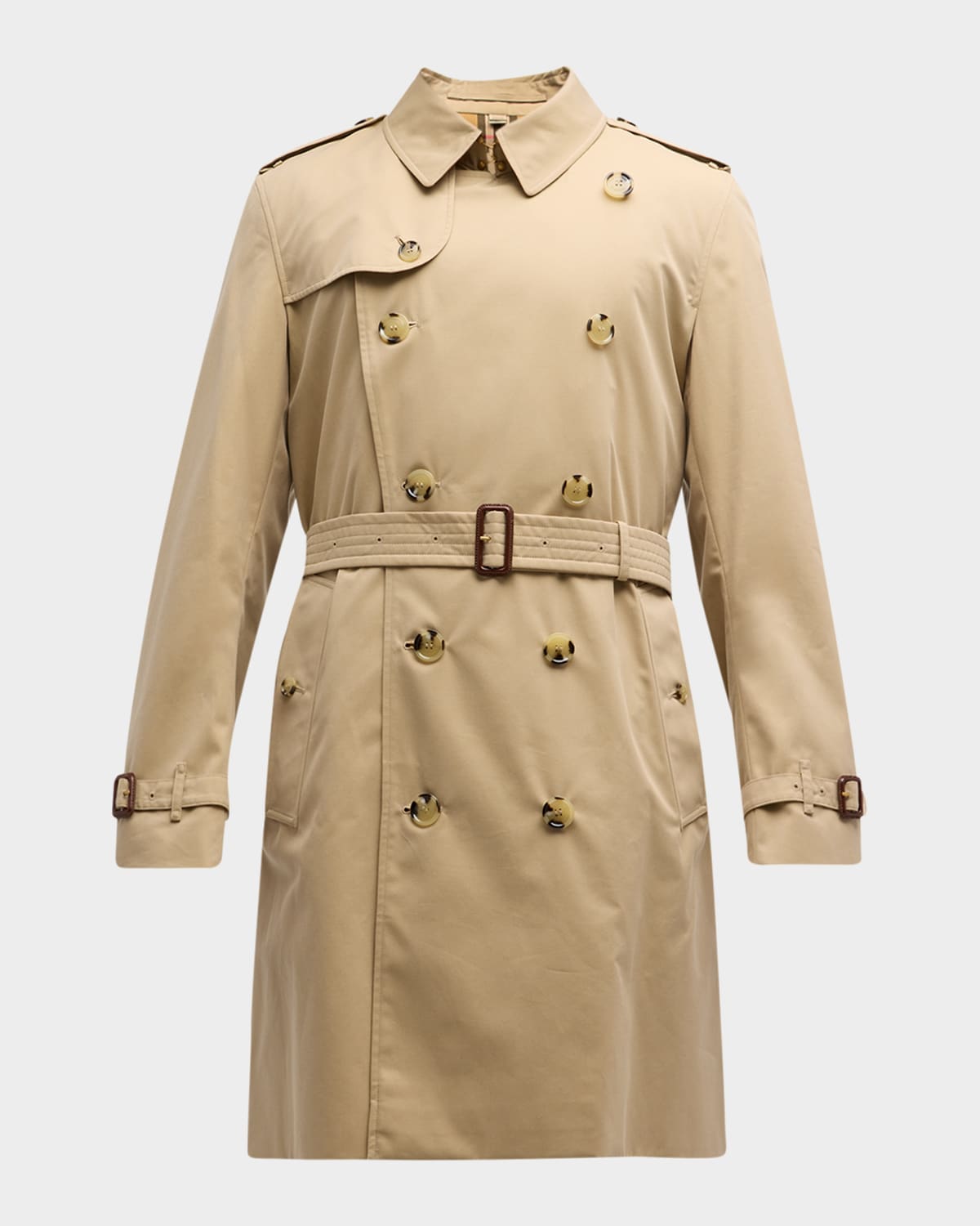 Shop Burberry Men's Kensington Trench Coat In Honey