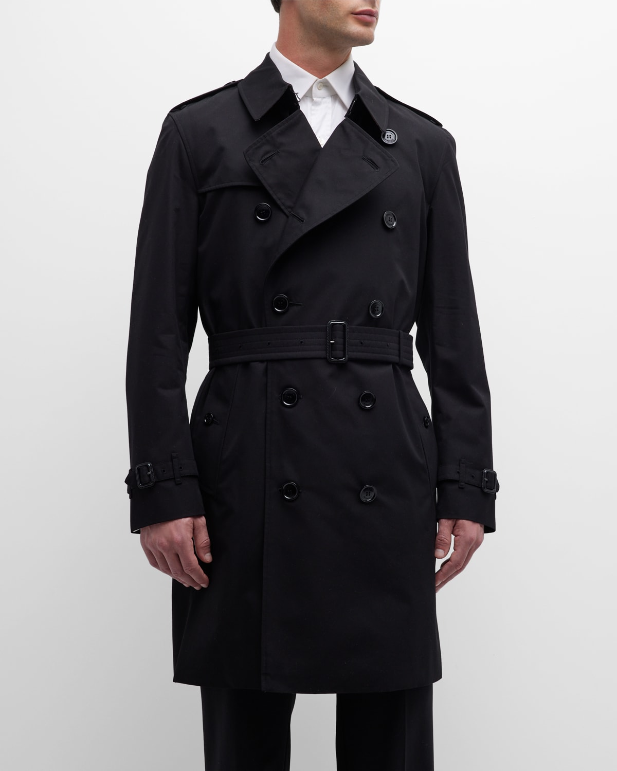 Burberry Men's Kensington Gabardine Trench Coat In Black