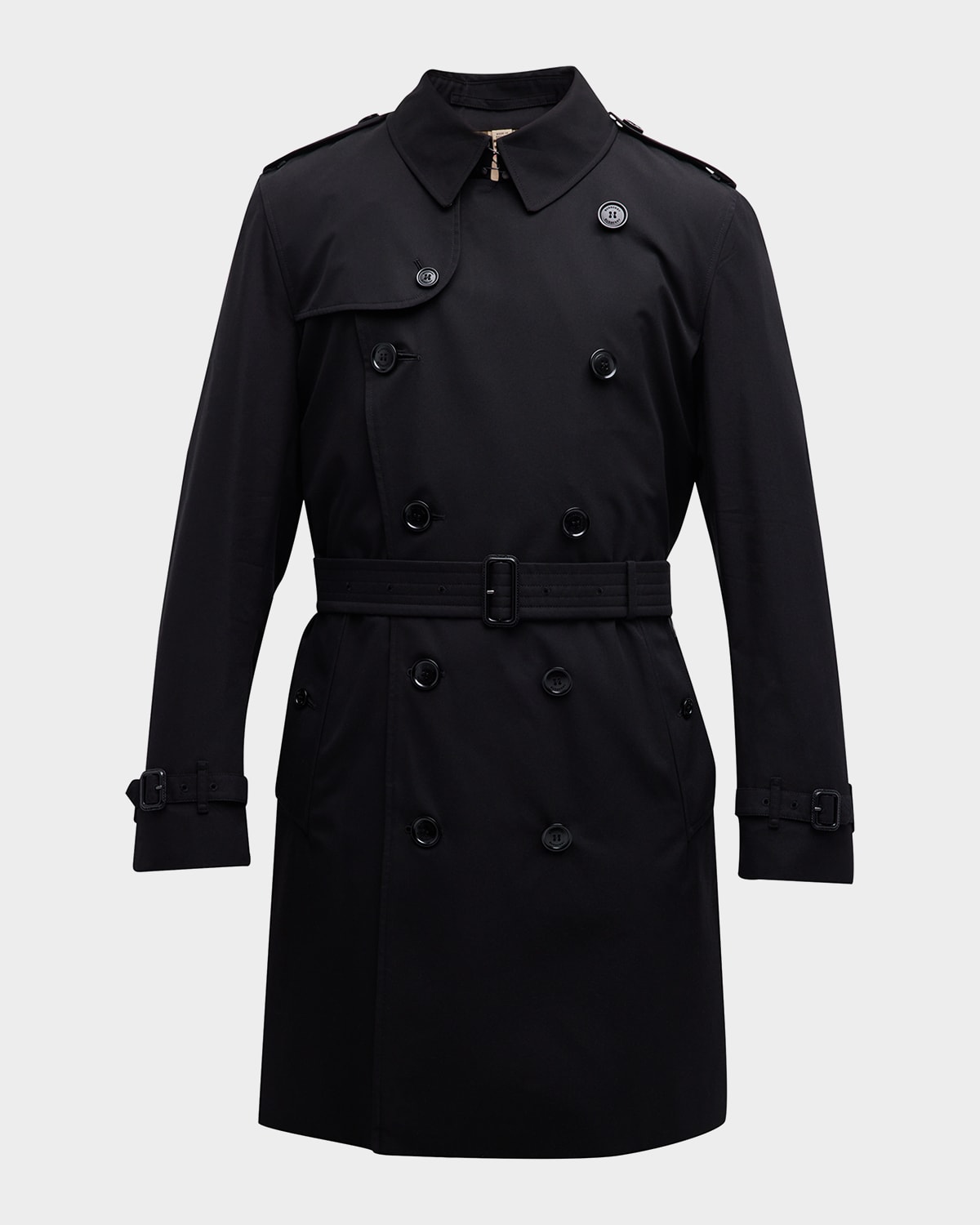 Burberry Men's Kensington Gabardine Trench Coat In Black