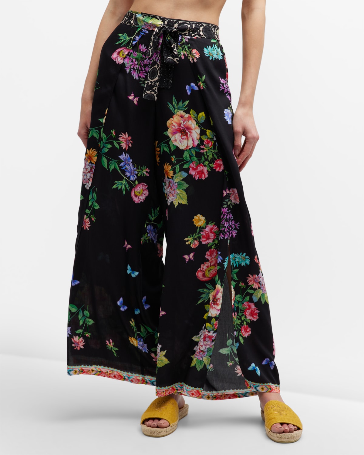 Johnny Was Butterfly Wrap Pant In Black Multi