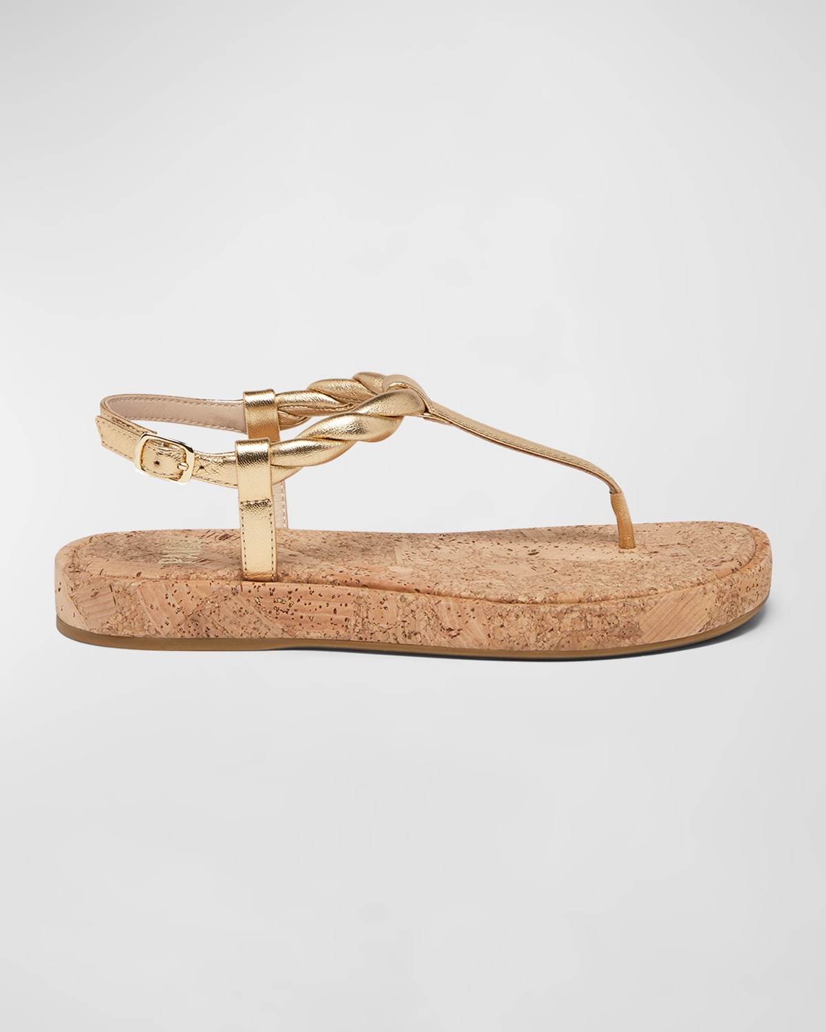 PAIGE DAWN METALLIC LEATHER CORK THONG SANDALS