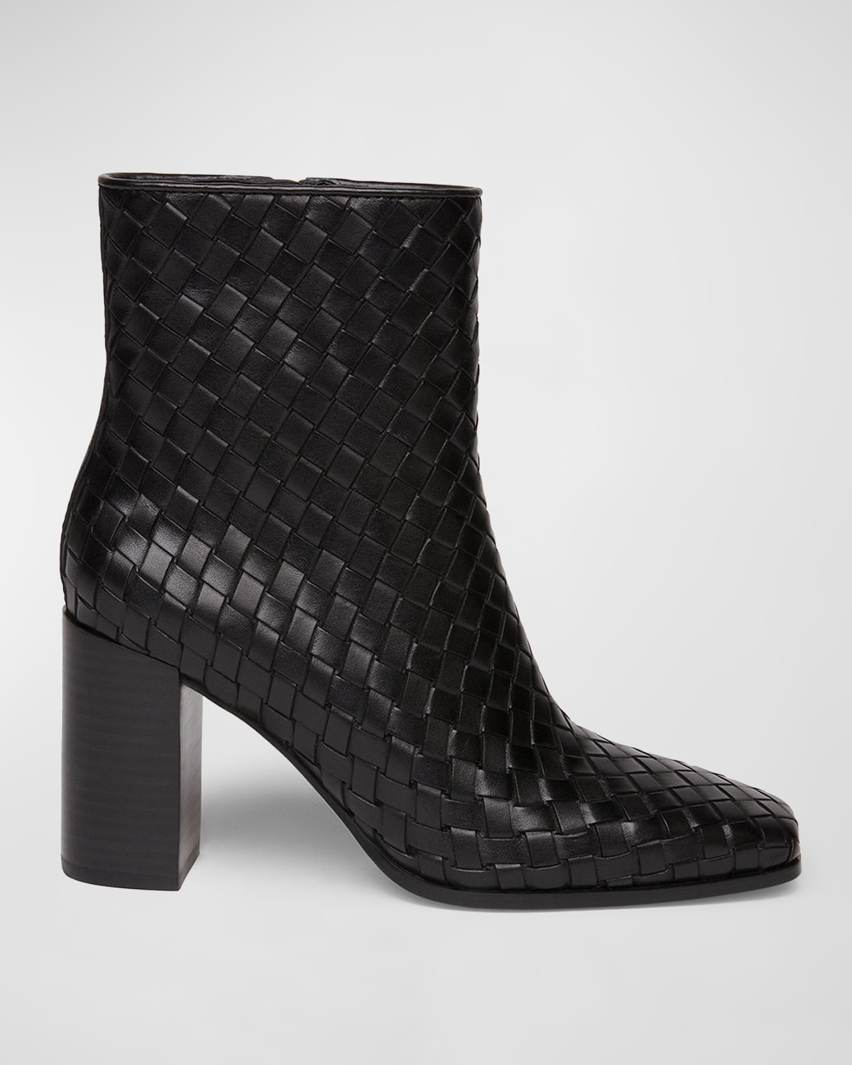 Paige Frances Woven Leather Ankle Booties In Black