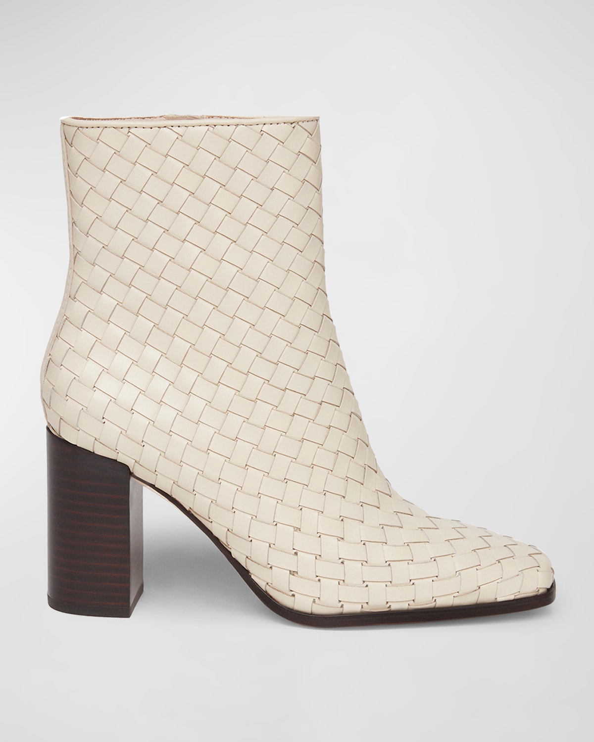 PAIGE FRANCES WOVEN LEATHER ANKLE BOOTIES