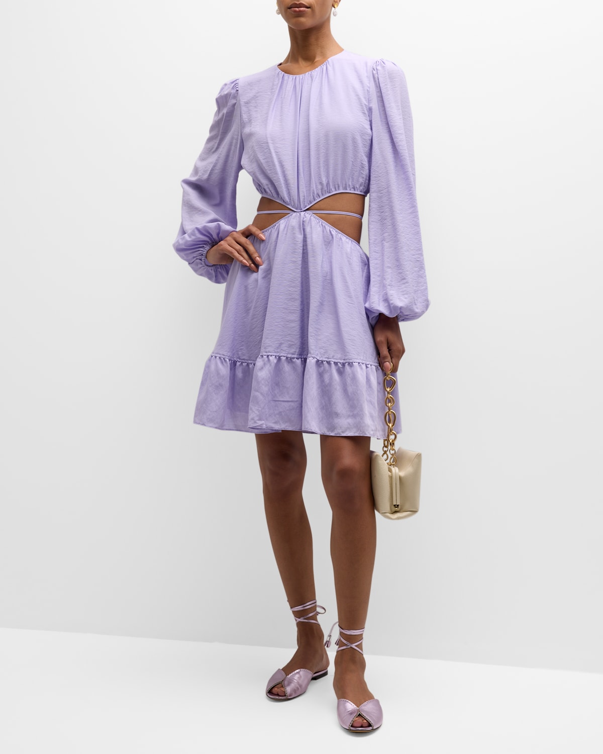 Simkhai Issy Solid Cut Out Mini Dress In Orchid
