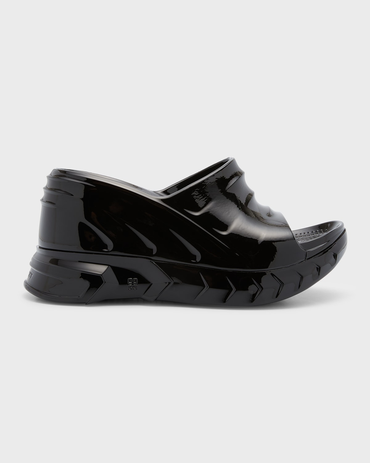 Givenchy Marshmallow Rubber Wedge Slide Sandals In Black