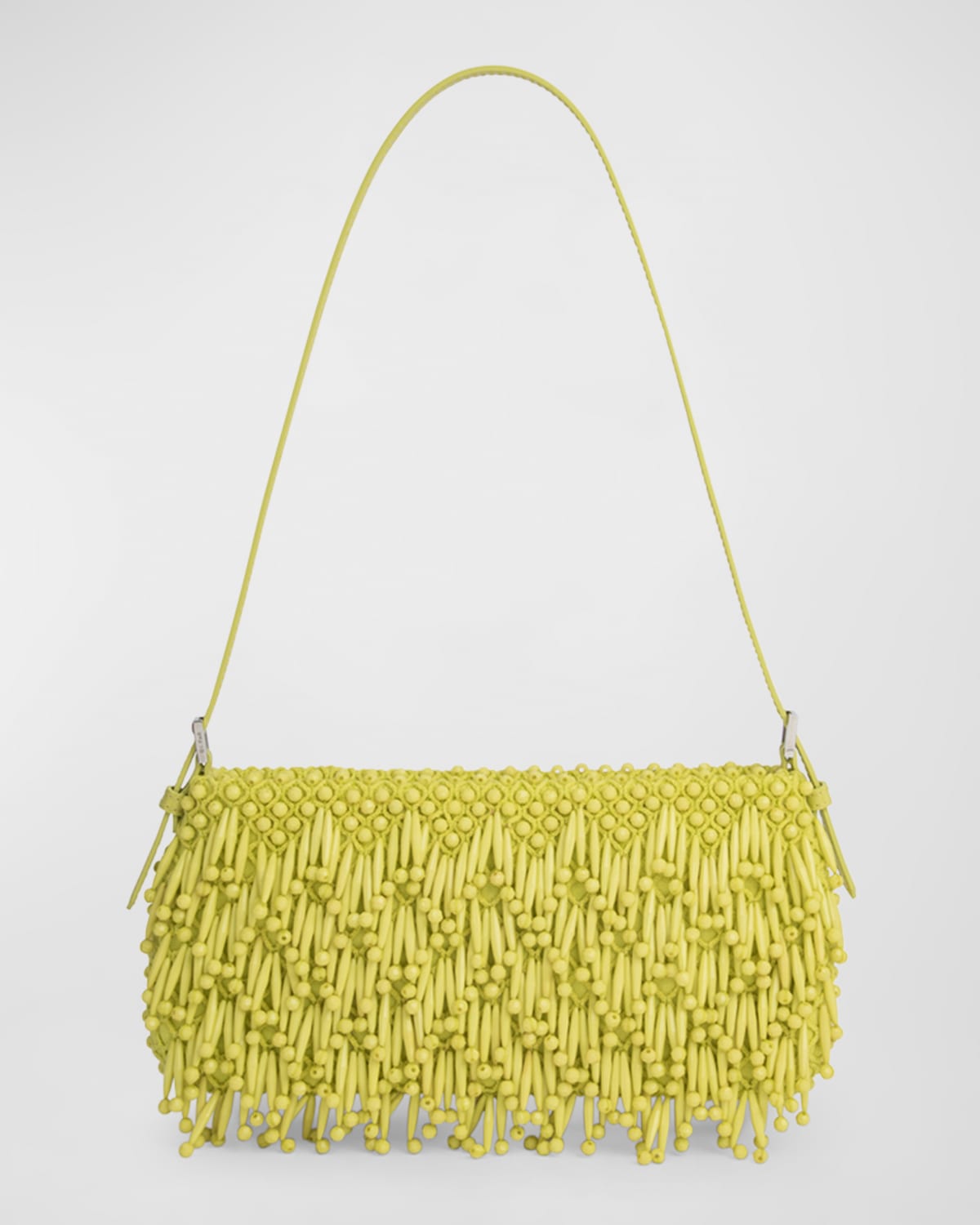 By Far Dulce Messy Beads Semi-patent Shoulder Bag In Apple/silver