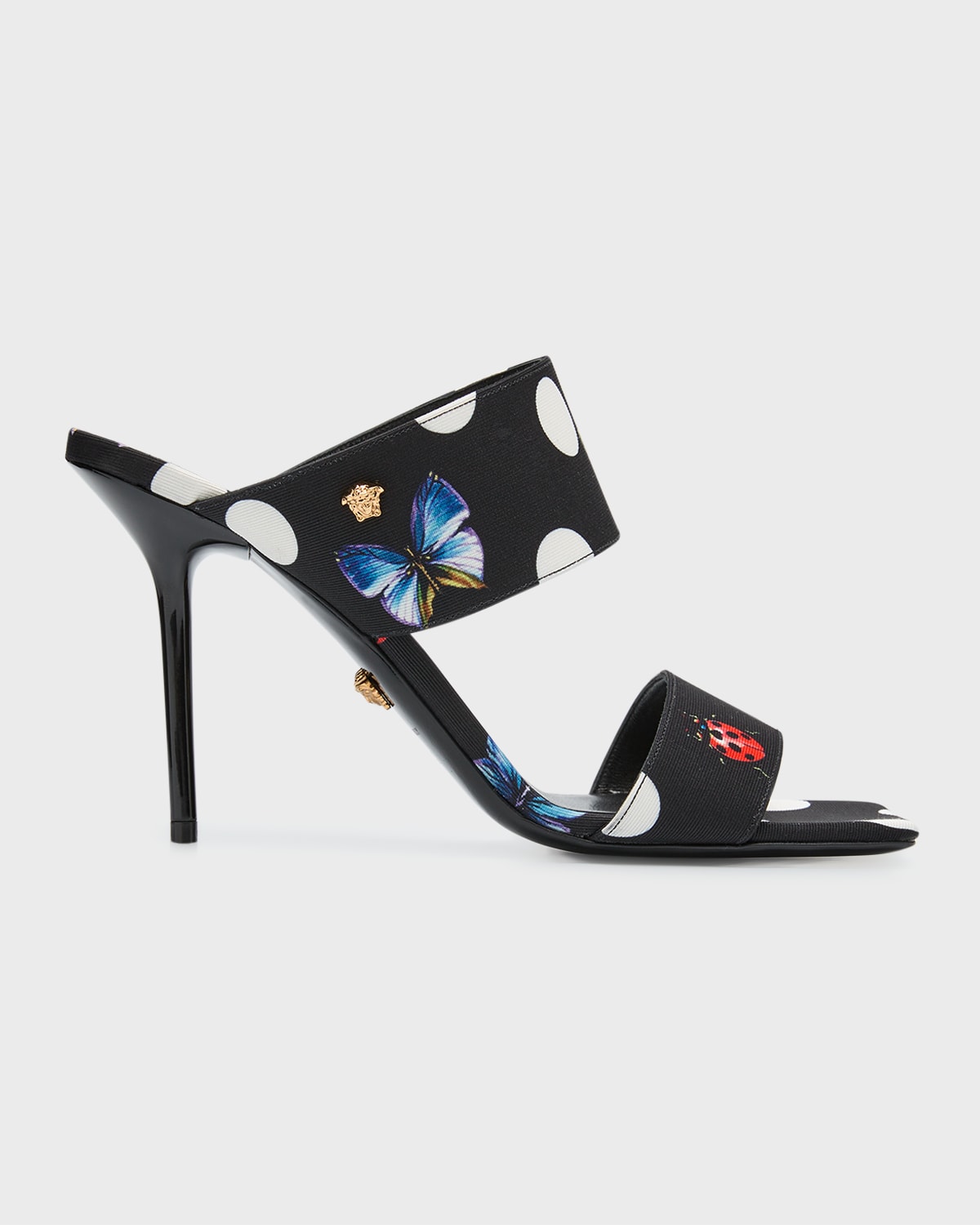 Versace X Dua Lipa Women's High Heel Slide Sandals In Black