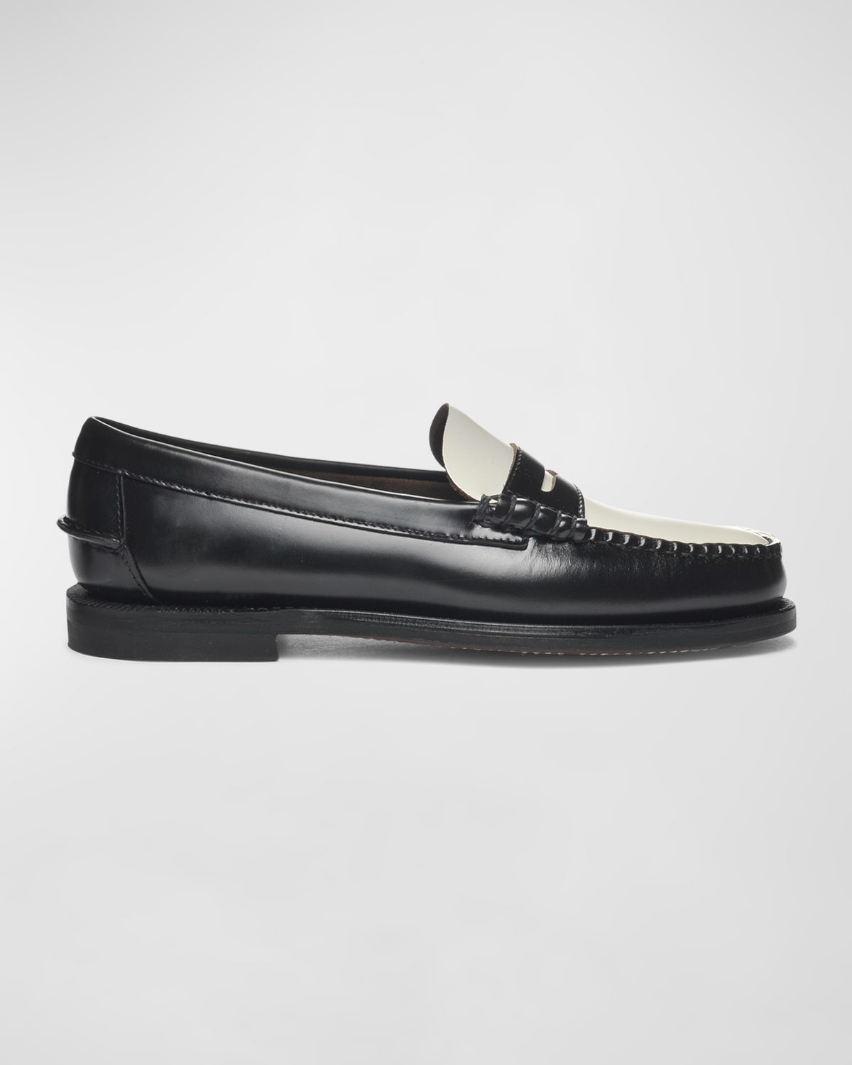 Shop Sebago Classic Dan Leather Penny Loafers In Black-white