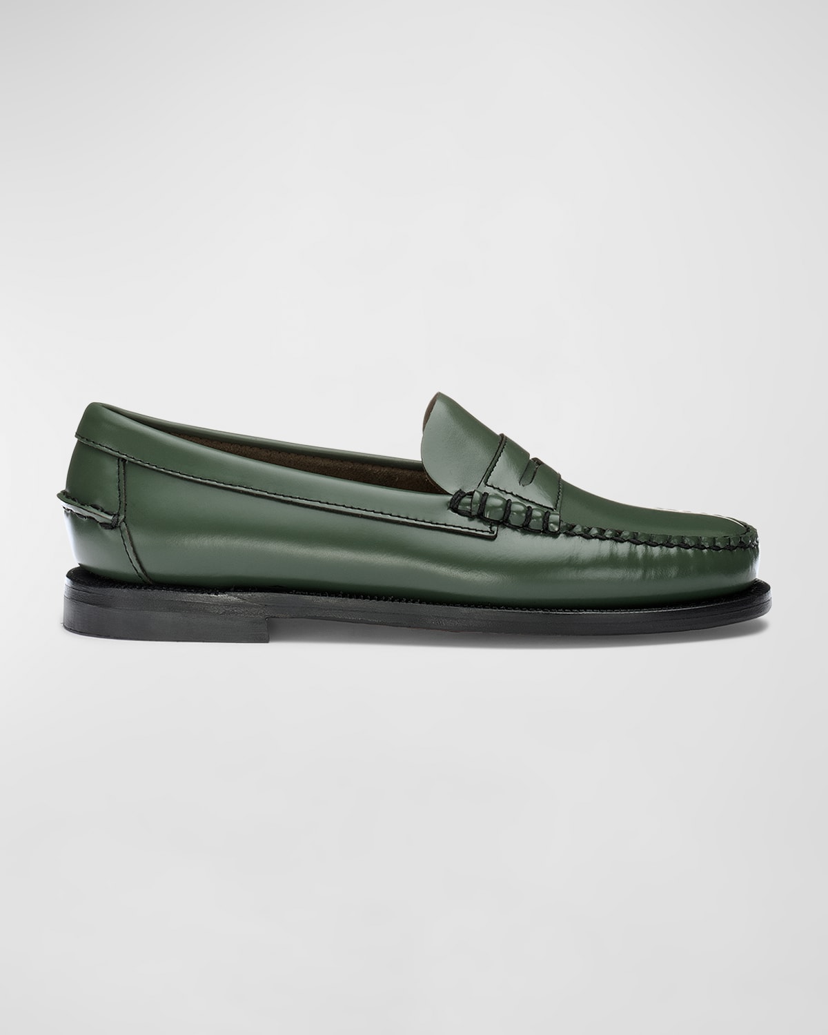 Shop Sebago Classic Dan Leather Penny Loafers In Chive