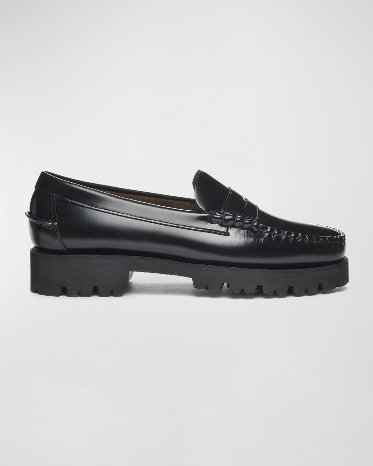 Sebago Black Slip-on Loafers With Lug Sole In Leather Woman In Black
