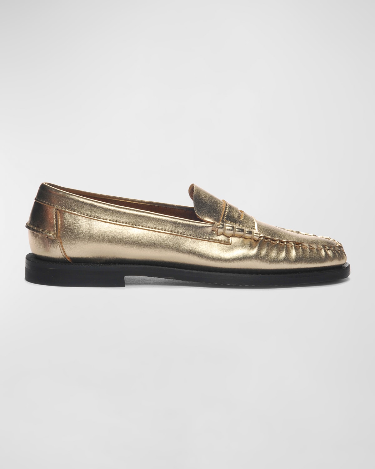 Sebago Dan Metallic Penny Loafers In Gold