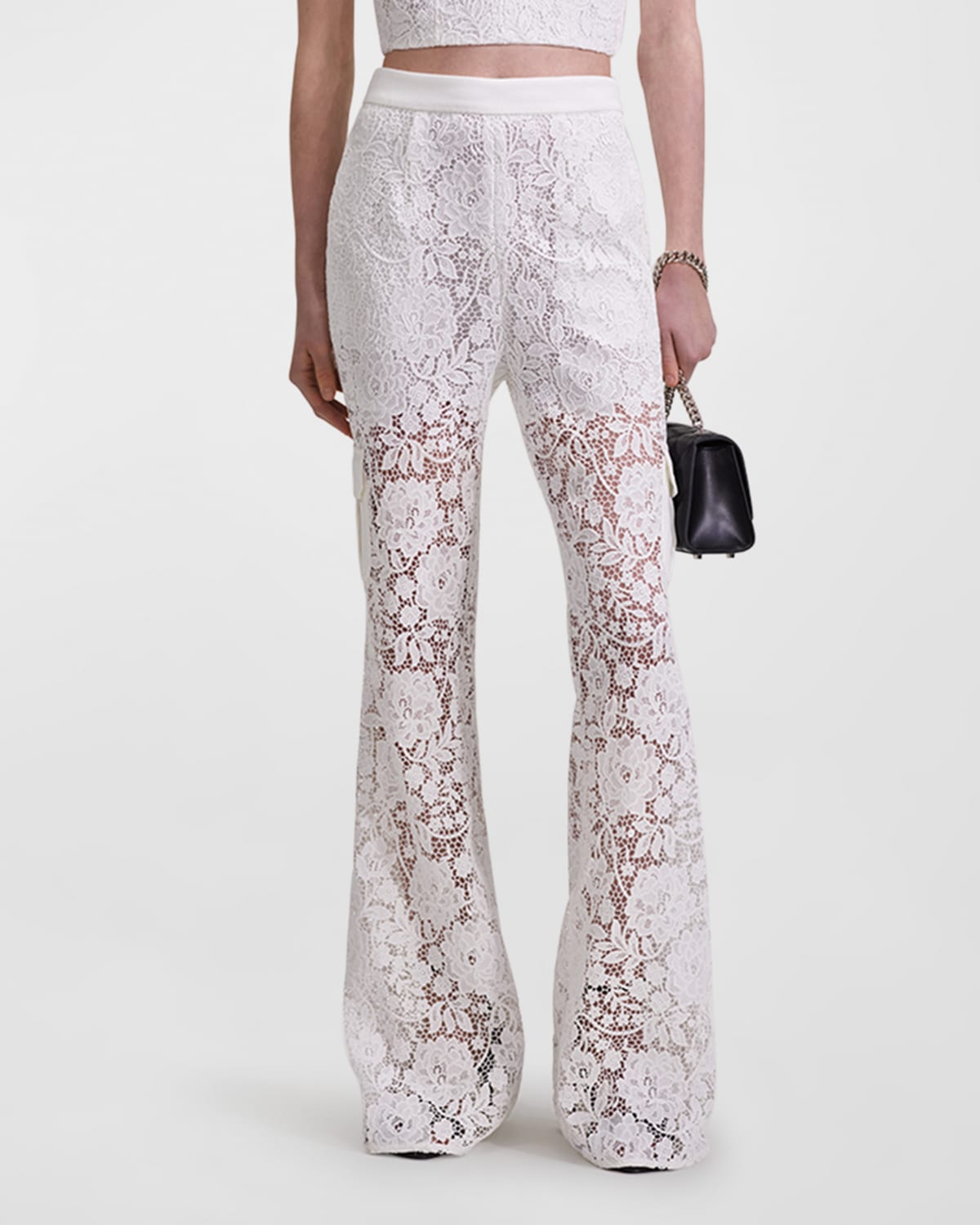 Floral Corded Lace Flare Trousers