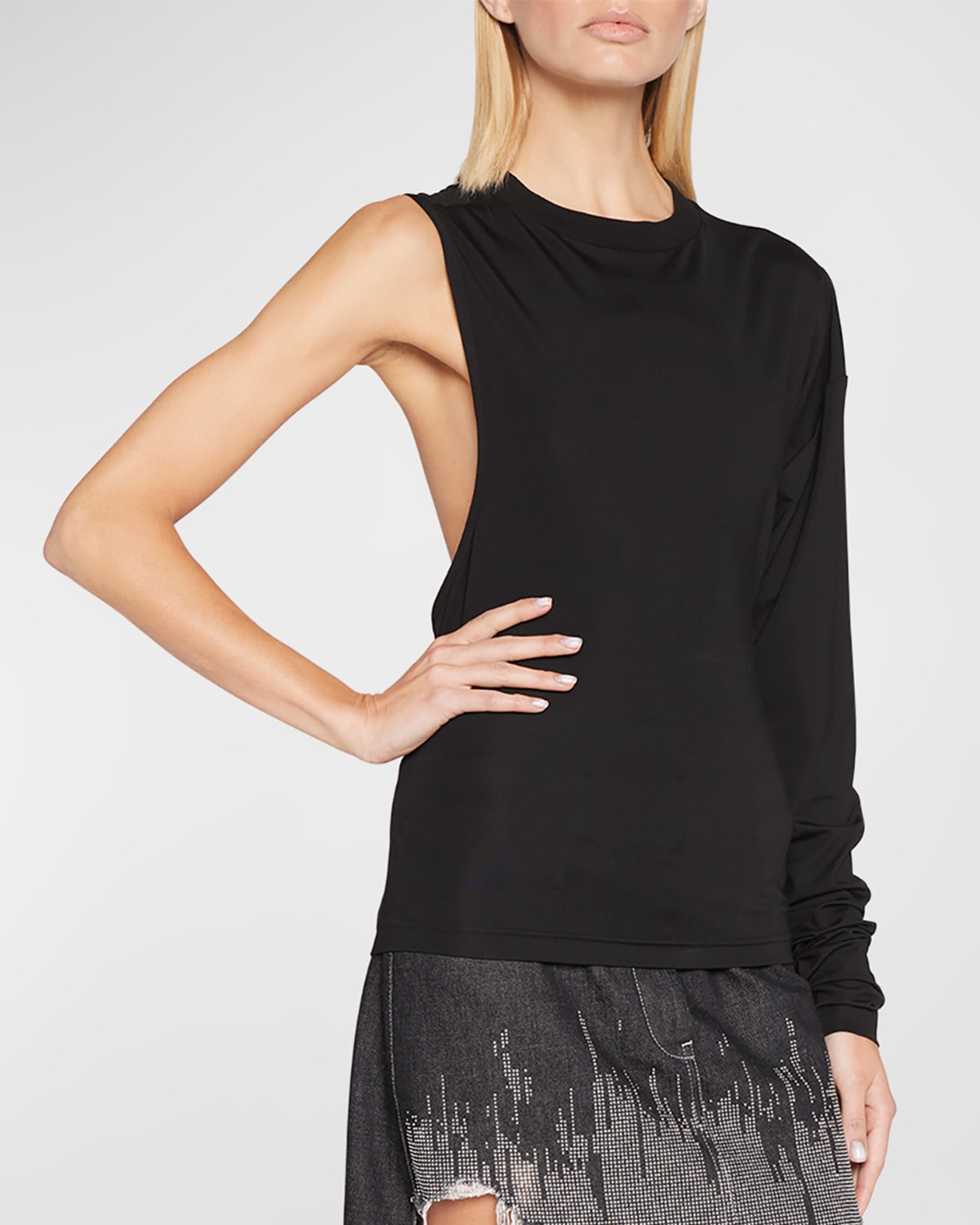 Jw Anderson Asymmetric Cutout One-sleeve Top In Black