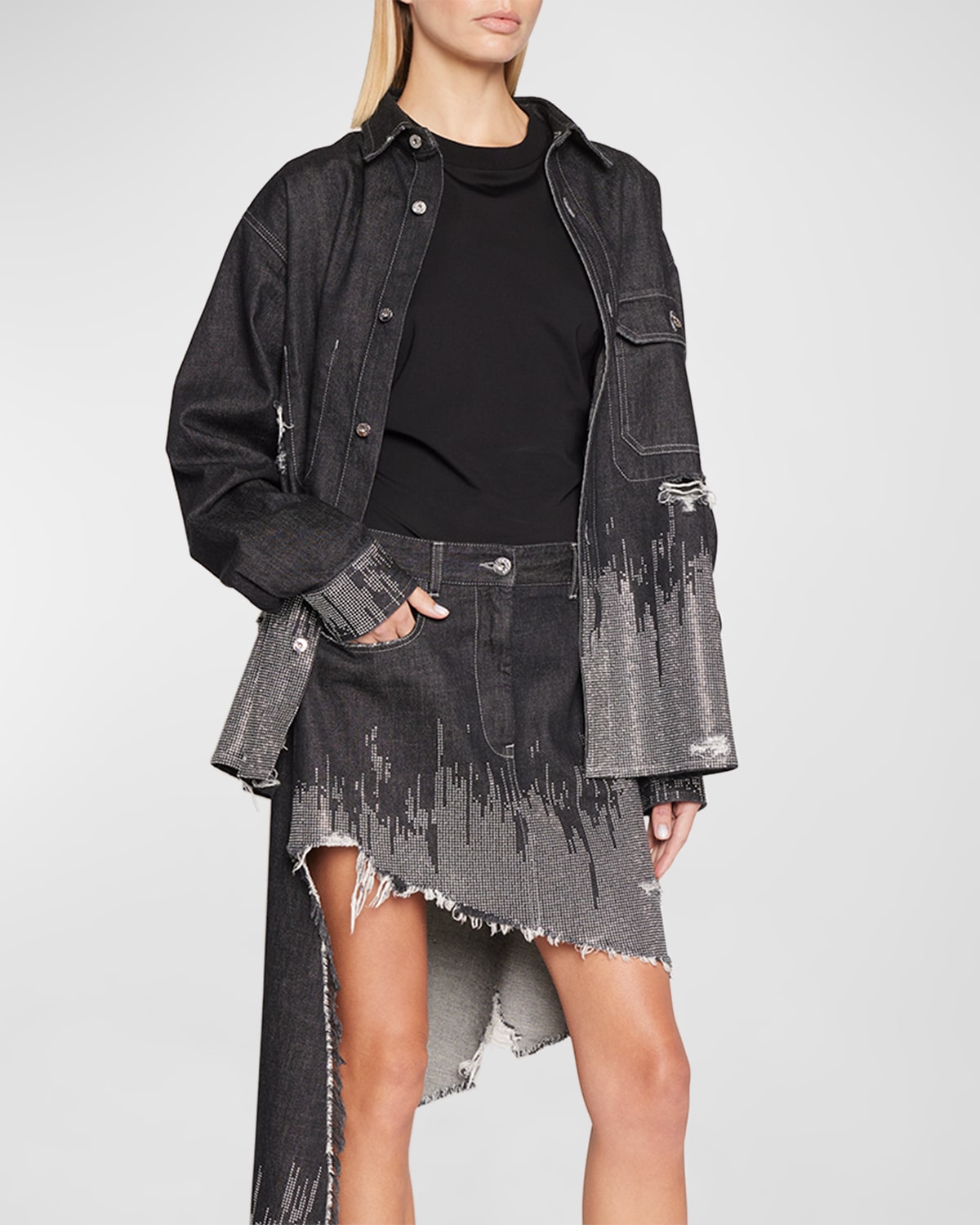 Jw Anderson Studded Workwear Shirt In Greysilver