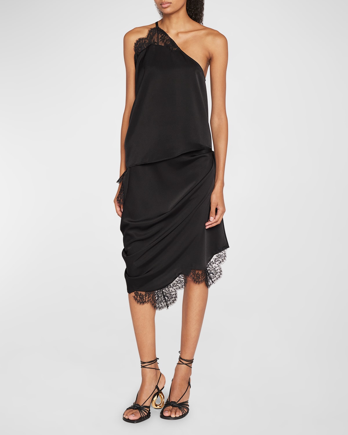 Jw Anderson J.w. Anderson Black One-shoulder Lace Blouse In Black