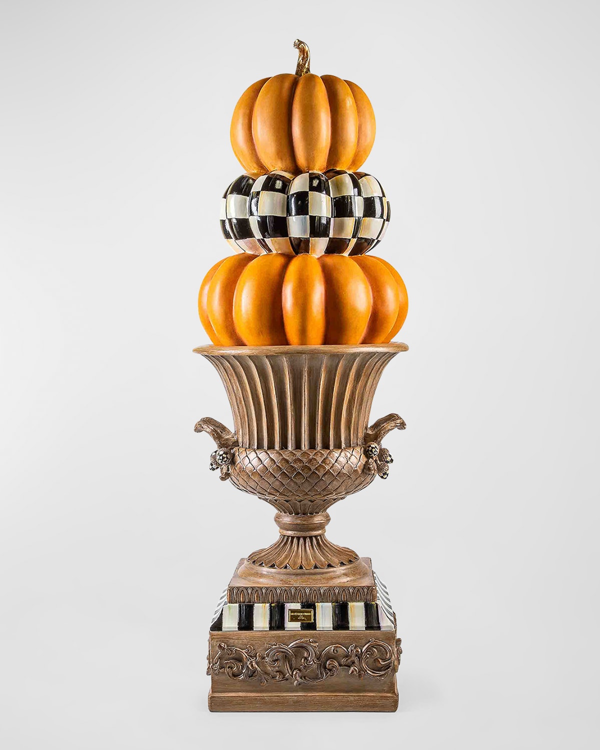 Mackenzie-childs Fall On The Farm Stacked Pumpkin Trophy Urn