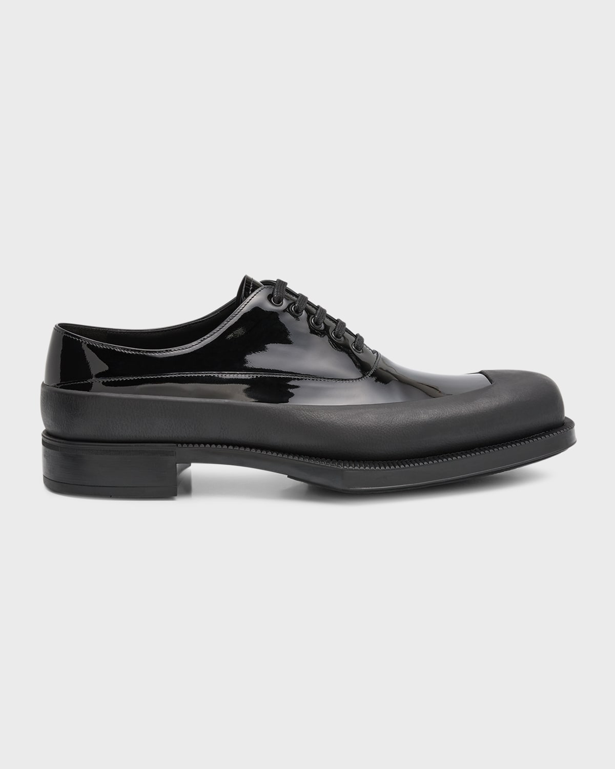 Prada Patent Leather Derby Shoes In Nero