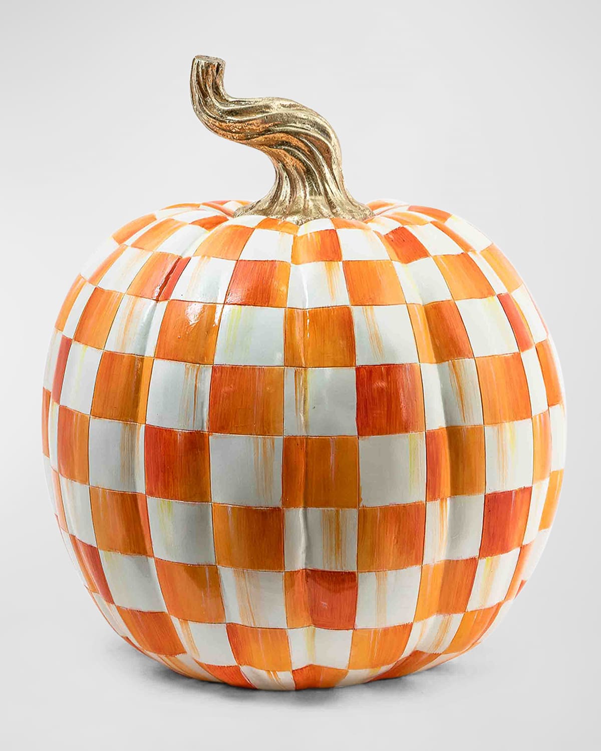 Mackenzie-childs Mackenzie Childs Orange Check Large Pumpkin