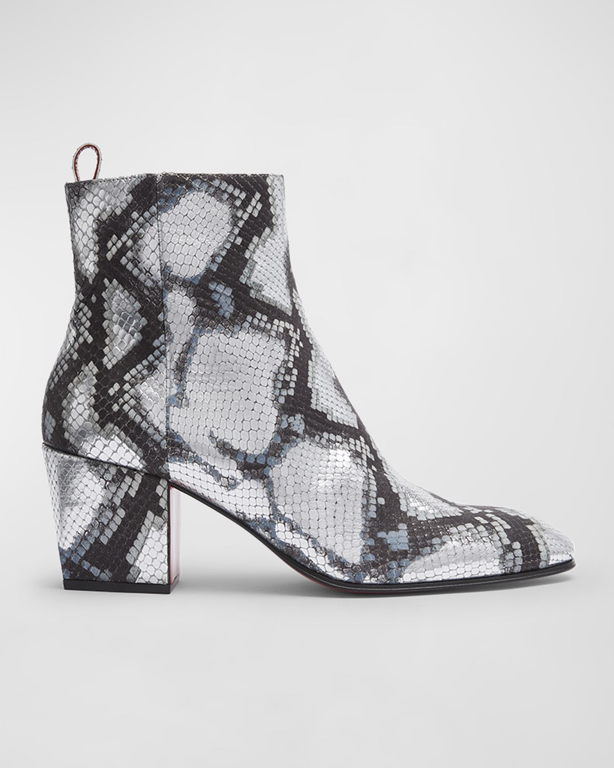 Shop Christian Louboutin Men's Rosalio Snake-print Calfskin Ankle Boots In Multi