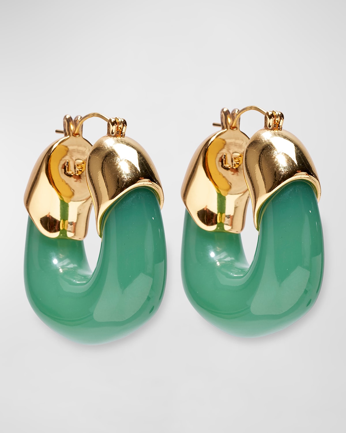 Lizzie Fortunato Women's Azure Postcard 18k Gold-plated & Resin Hoops In Green
