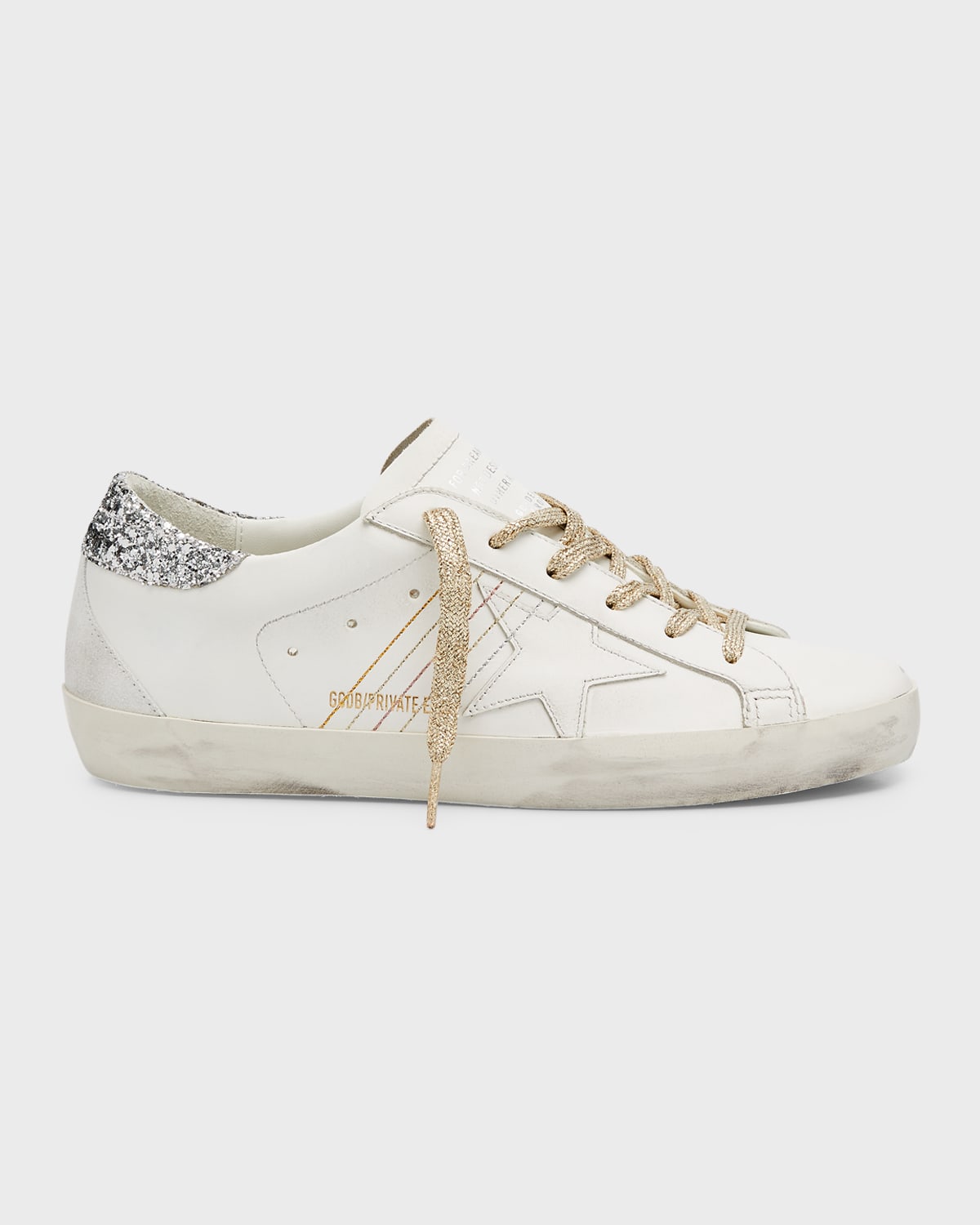 Golden Goose Superstar Leather Glitter Low-top Sneakers In Optic White Silve