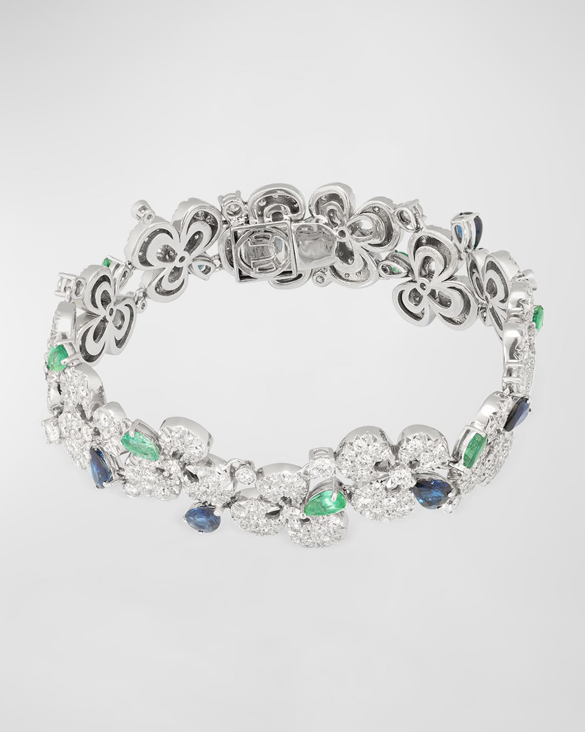 Miseno 18k White Gold Ischia Diamond, Emerald, And Sapphire Bracelet