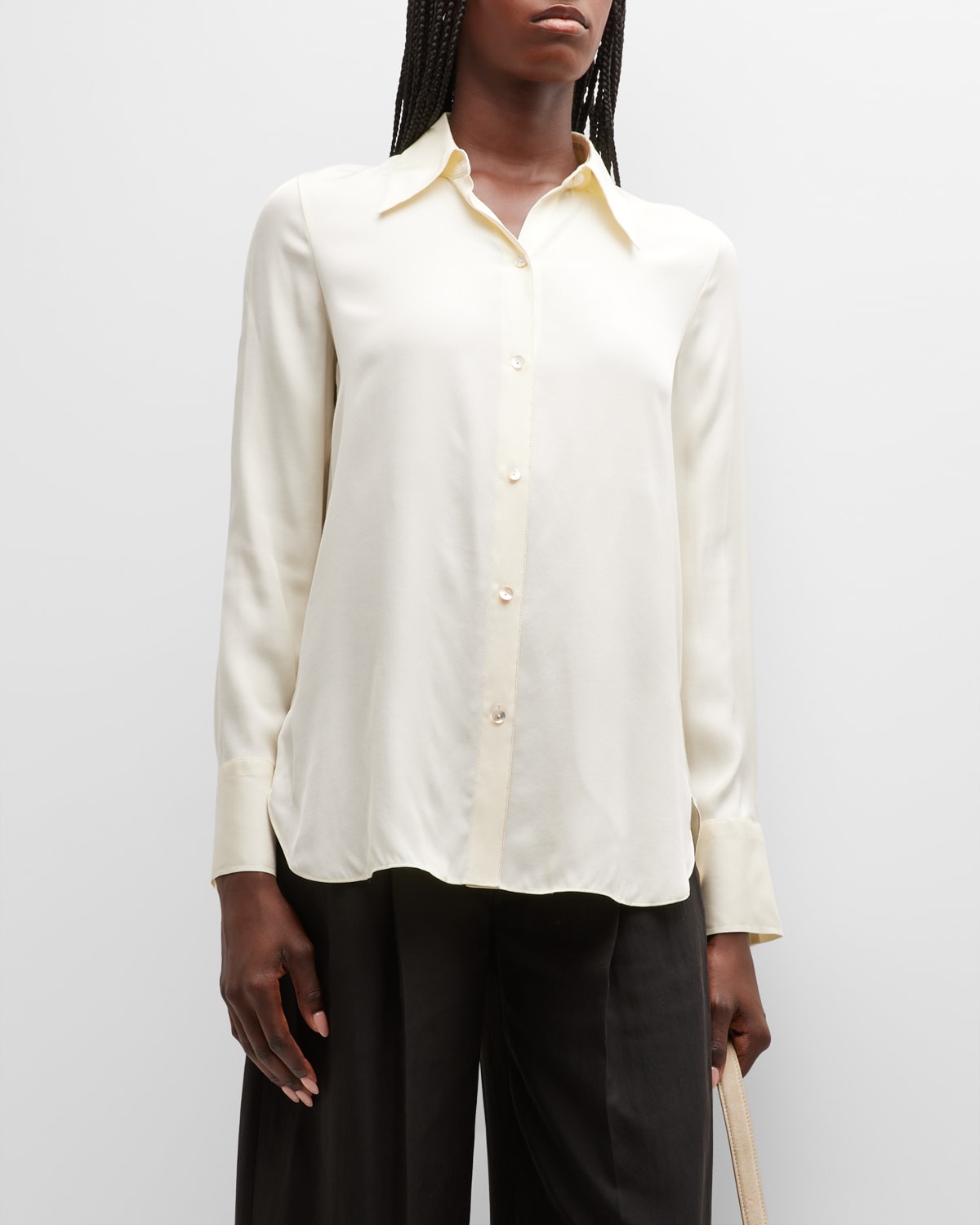 Vince Organic Cotton Blend Button-up Shirt In Feather