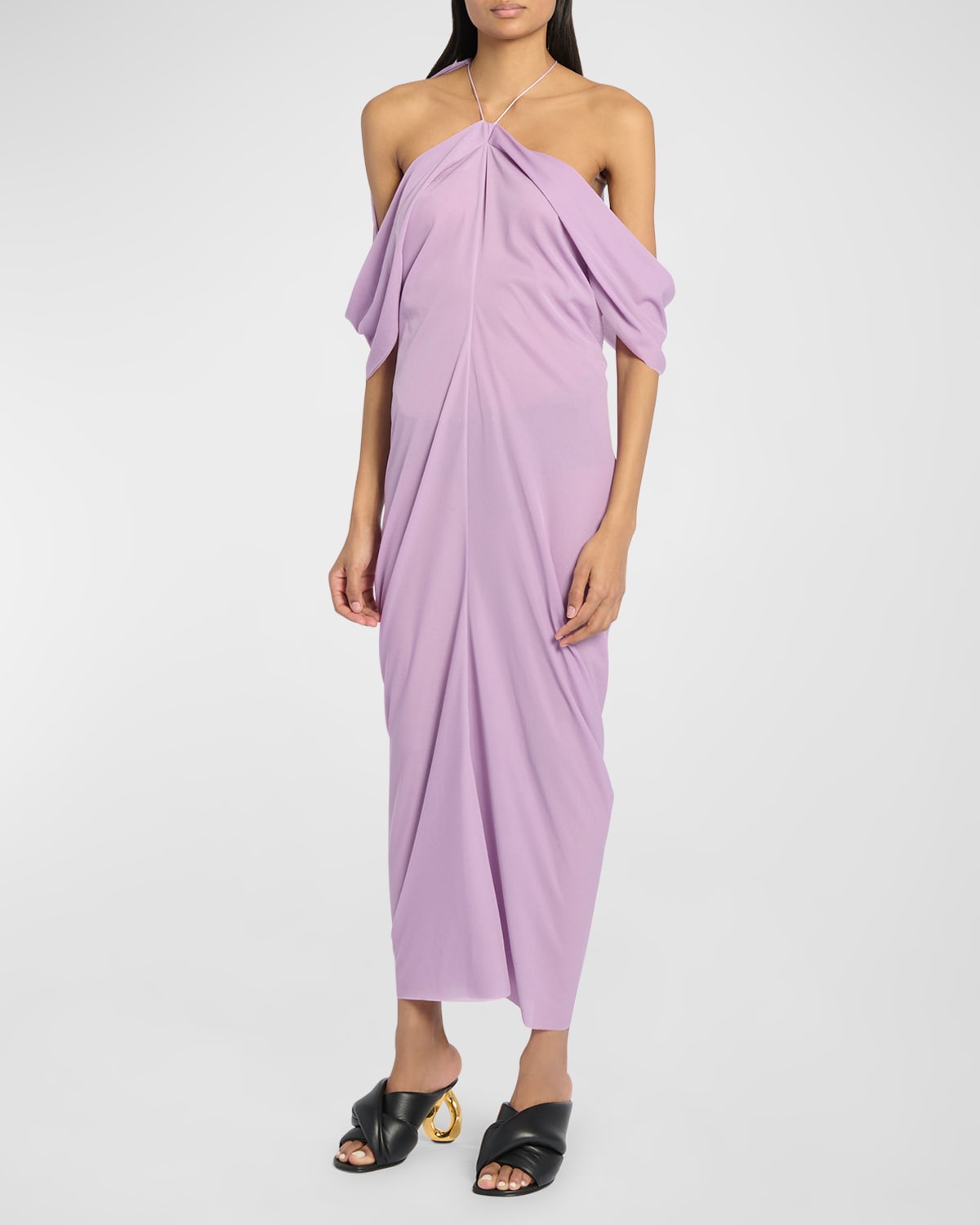Shop Jw Anderson Cold-shoulder Maxi Dress In Lilac