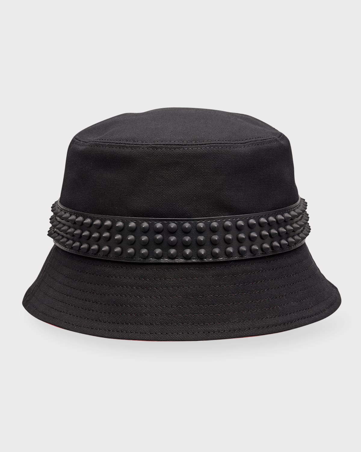 Shop Christian Louboutin Men's Bobino Spike Bucket Hat In Loubi/loubi/loubi