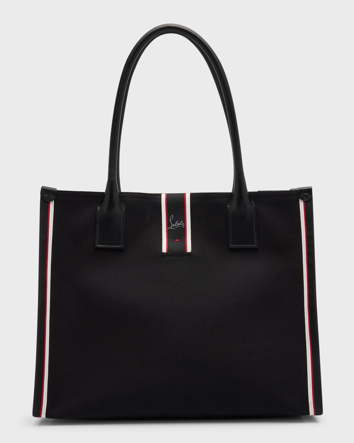 Shop Christian Louboutin Men's Nastroloubi Fav Large Canvas Tote Bag In Black/black/multi