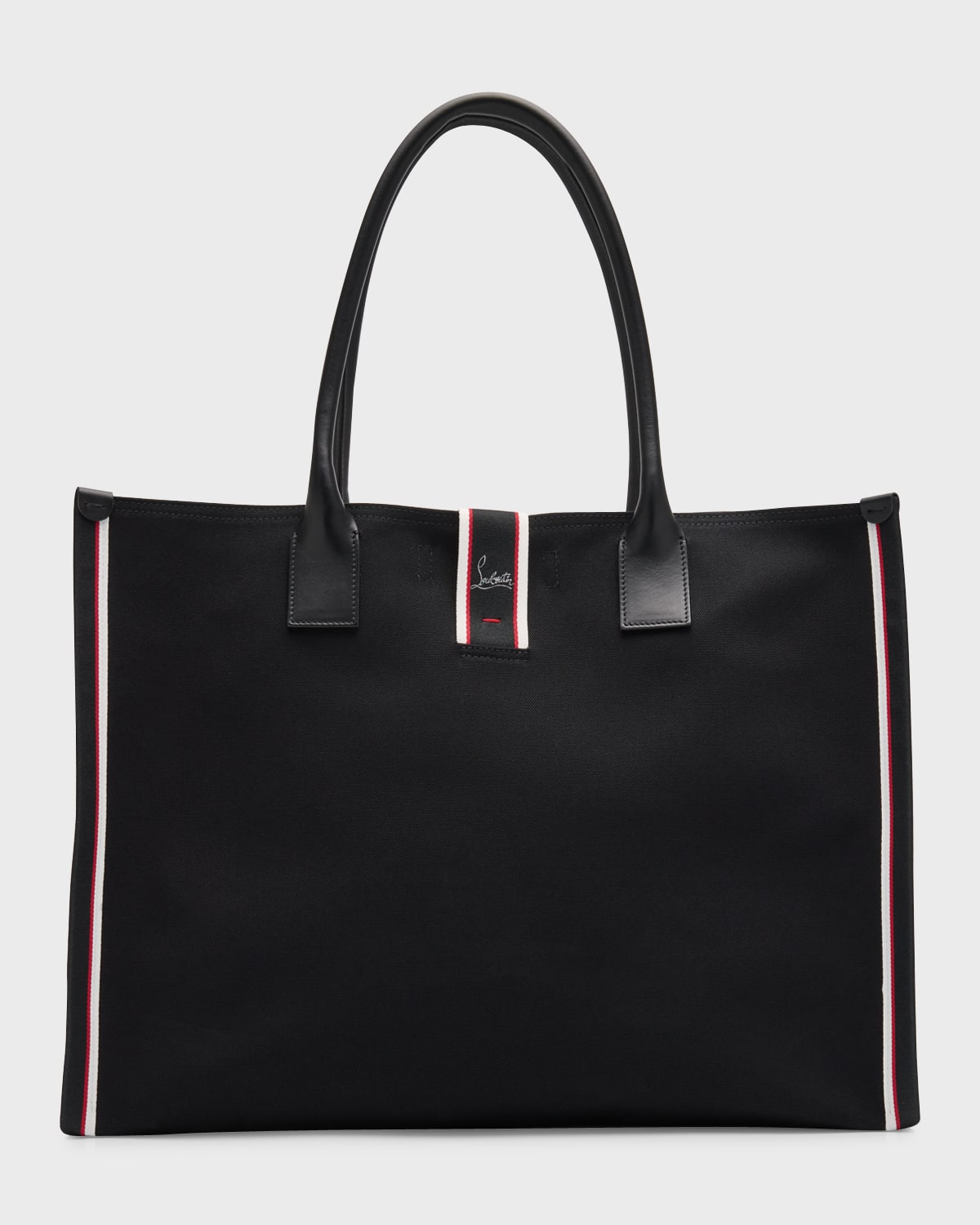 Shop Christian Louboutin Men's Nastroloubi Fav Xl Canvas Tote Bag In Black/black/multi