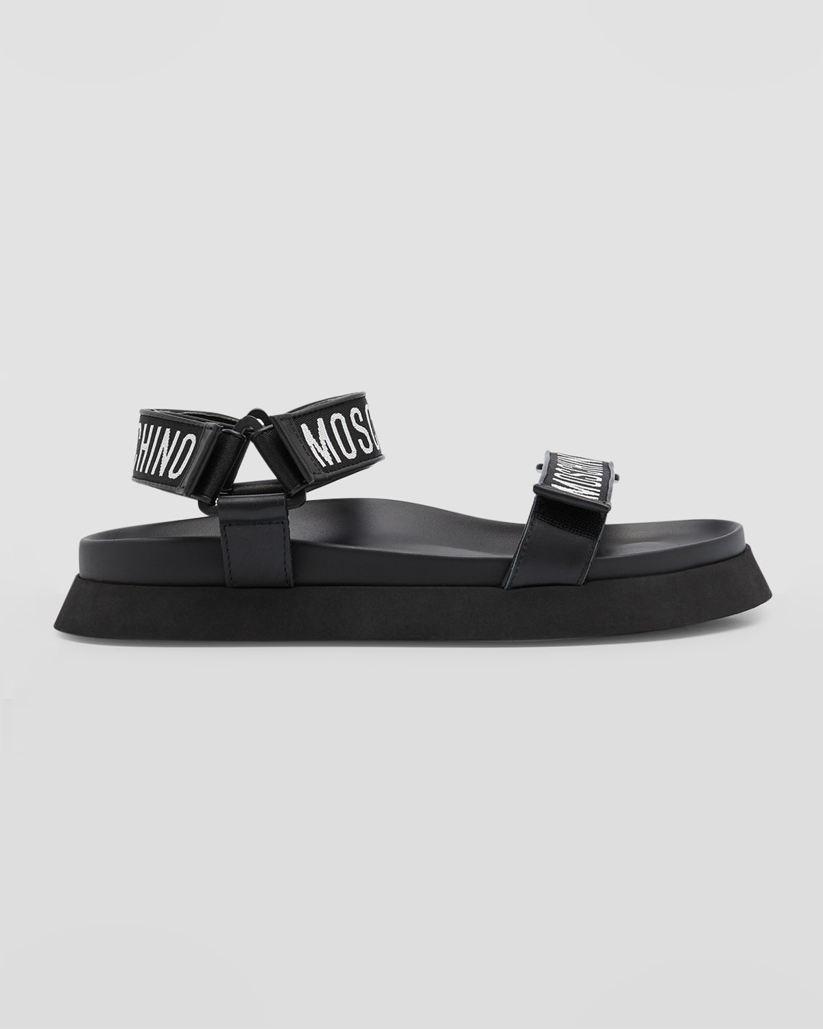 Moschino Men's Logo Grip Strap Sandals In Black
