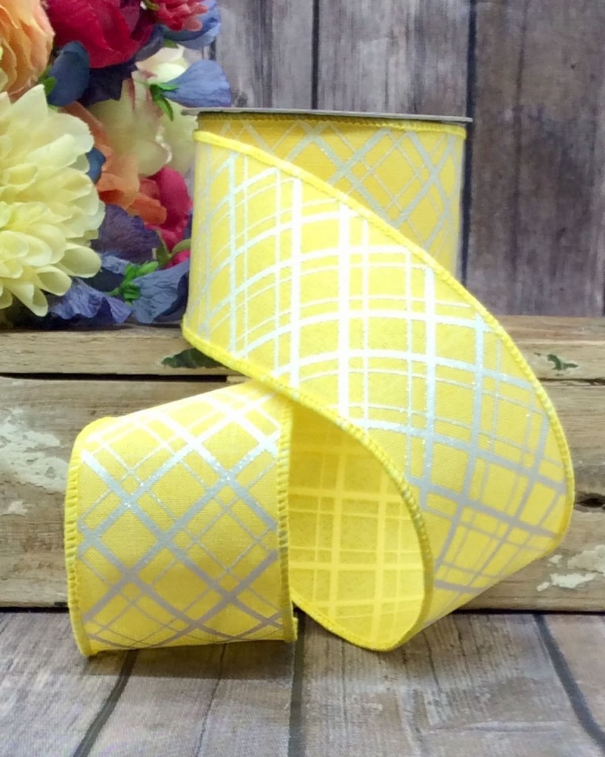Shop D. Stevens Iridescent Glitter Lattice Linen Ribbon, 2.5"w X 10 Yards In Yellow