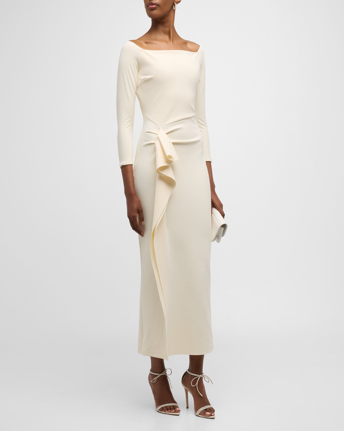 Chiara Boni La Petite Robe Women's Tushana Draped Jersey Midi-dress In Winter White