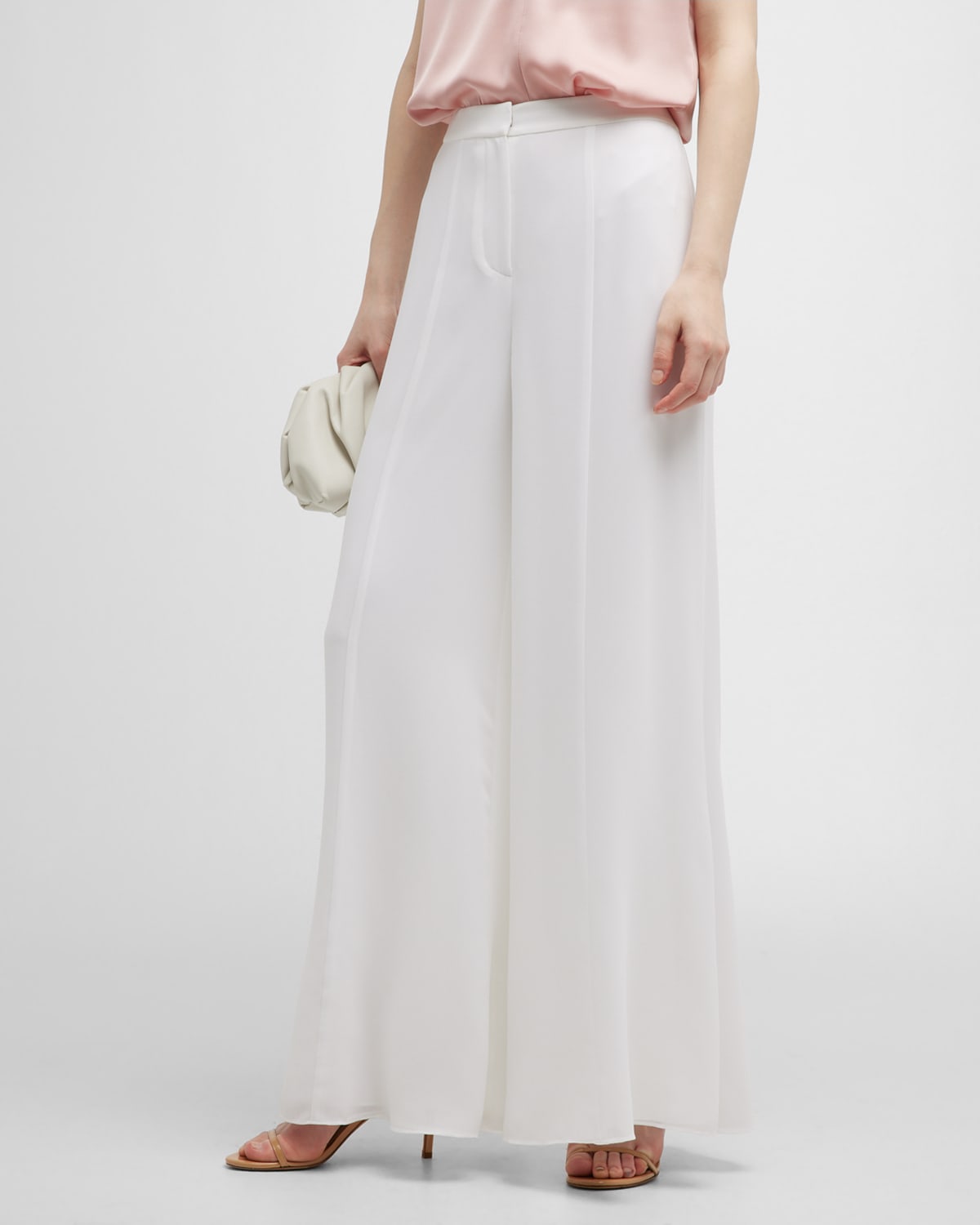 Kobi Halperin Robin Wide-leg Crepe Chiffon Pants In White