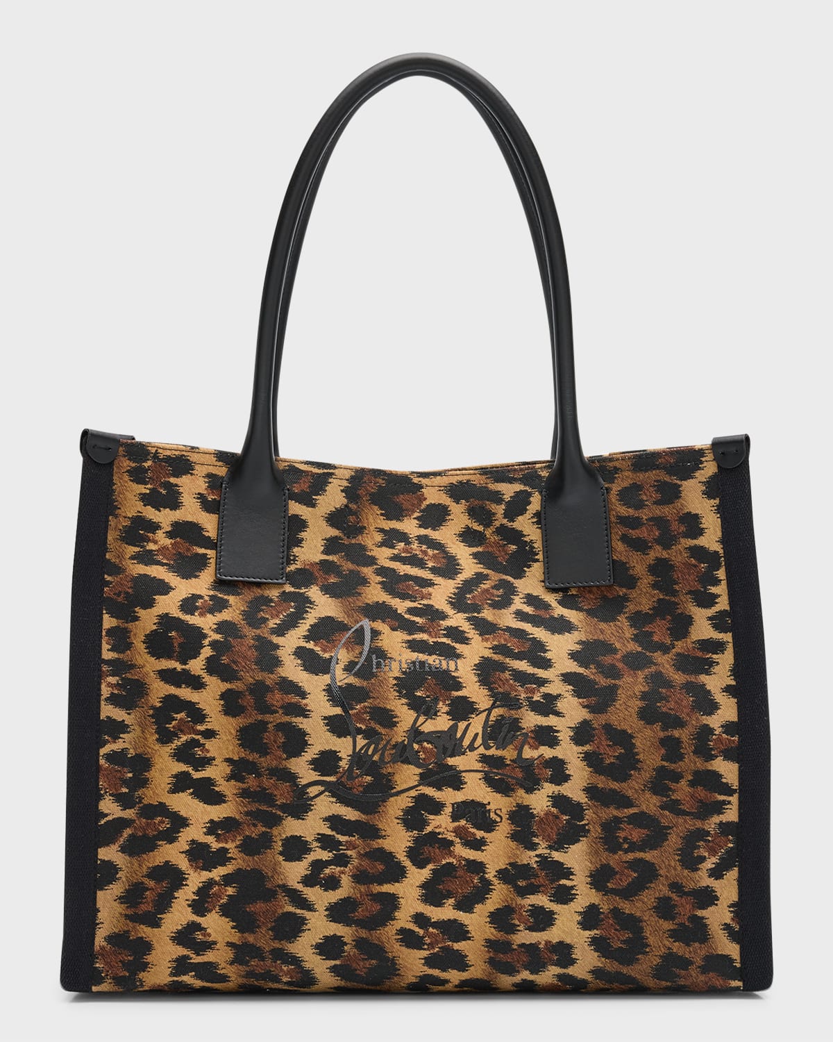 Christian Louboutin Nastroloubi Large Leopard Canvas Tote Bag In Brown/black
