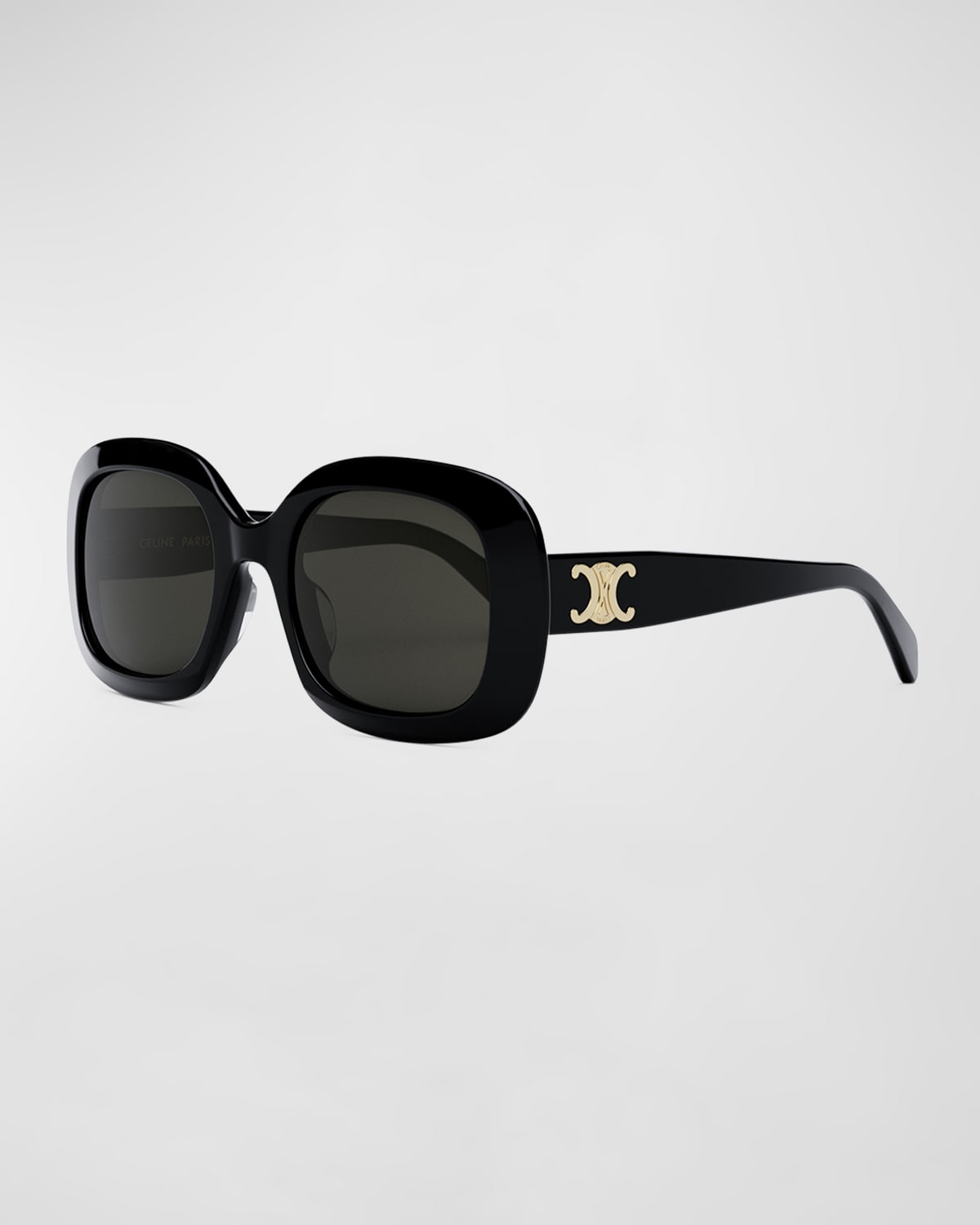 Shop Celine Triomphe Square Acetate Sunglasses In Shiny Black
