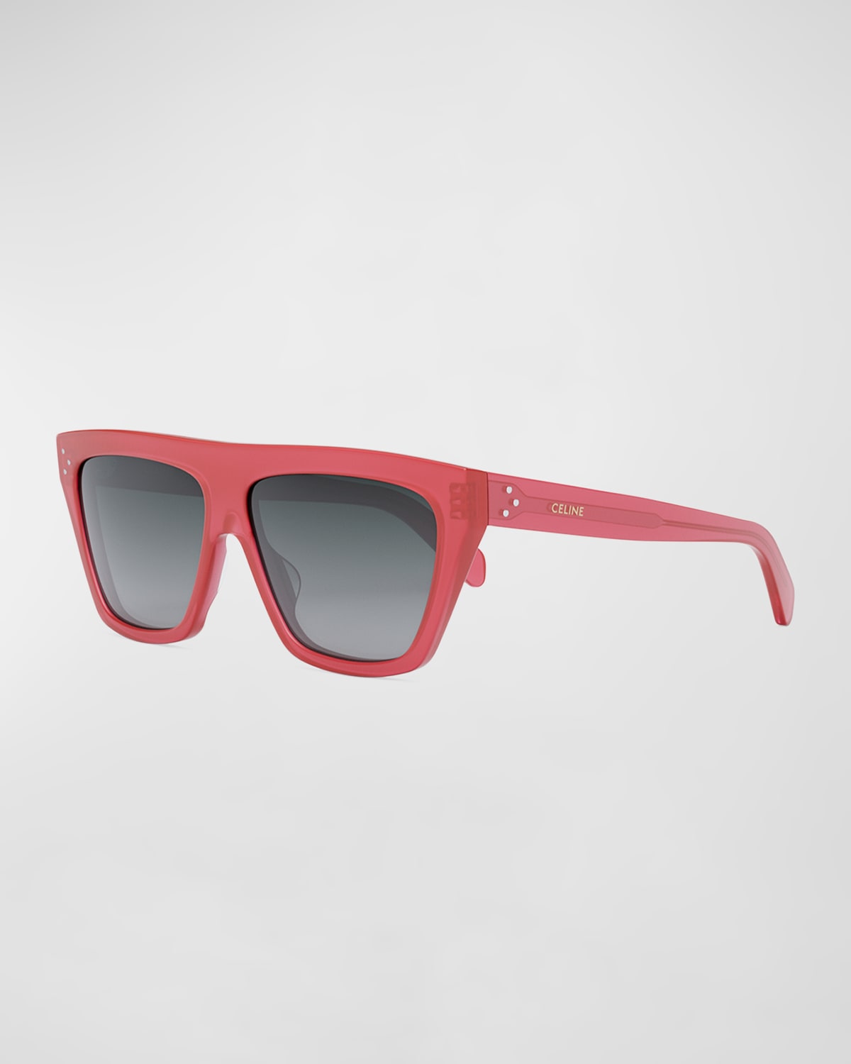 Shop Celine Logo Flat-top Square Acetate Sunglasses In Shiny Red