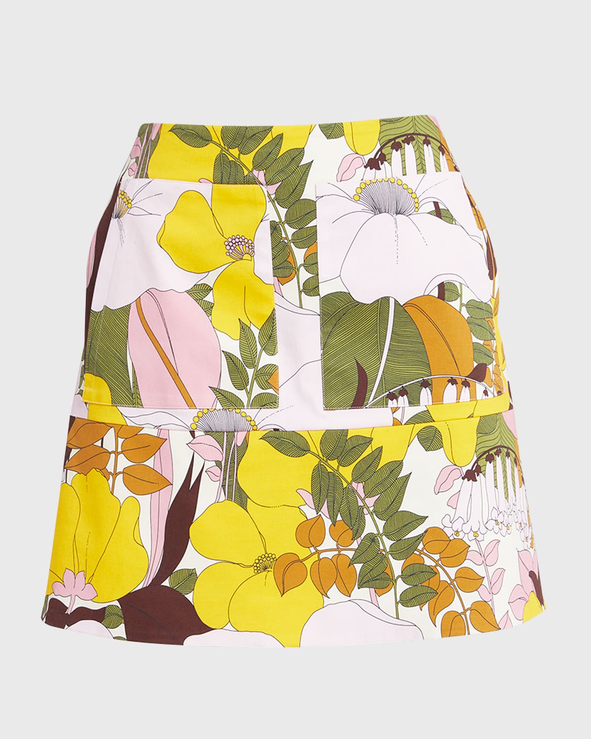 Floral-Print Patch-Pocket Mini Skirt