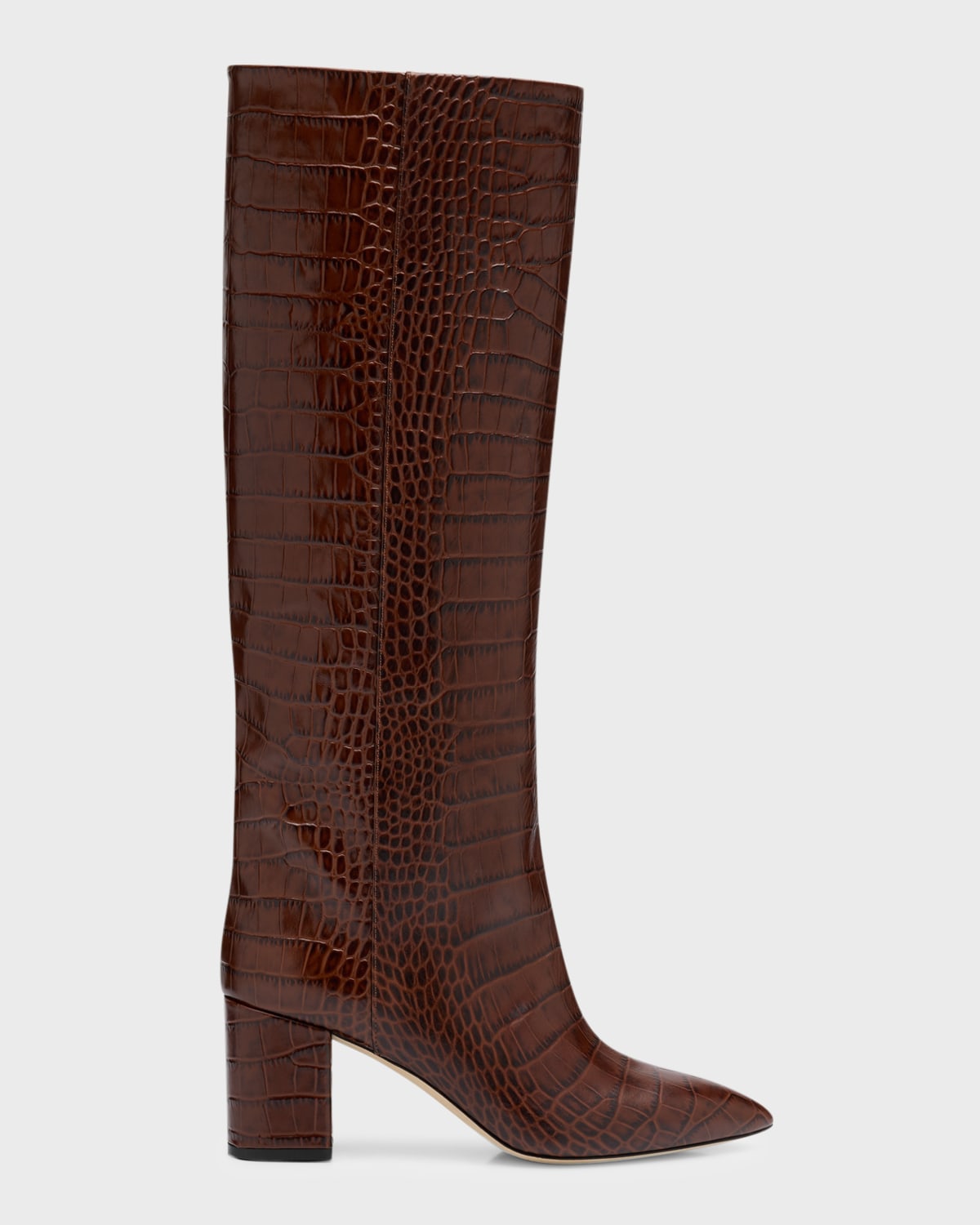 Paris Texas Anja Croco Block-heel Knee Boots In Cioccolato